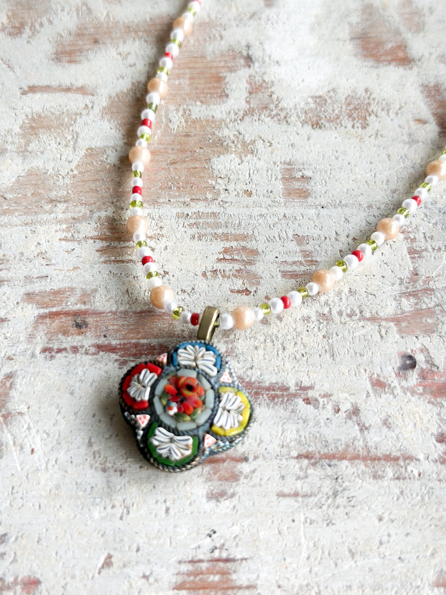 Found Object Antique Micro Mosaic Necklace by Jealous Moon Jewellery