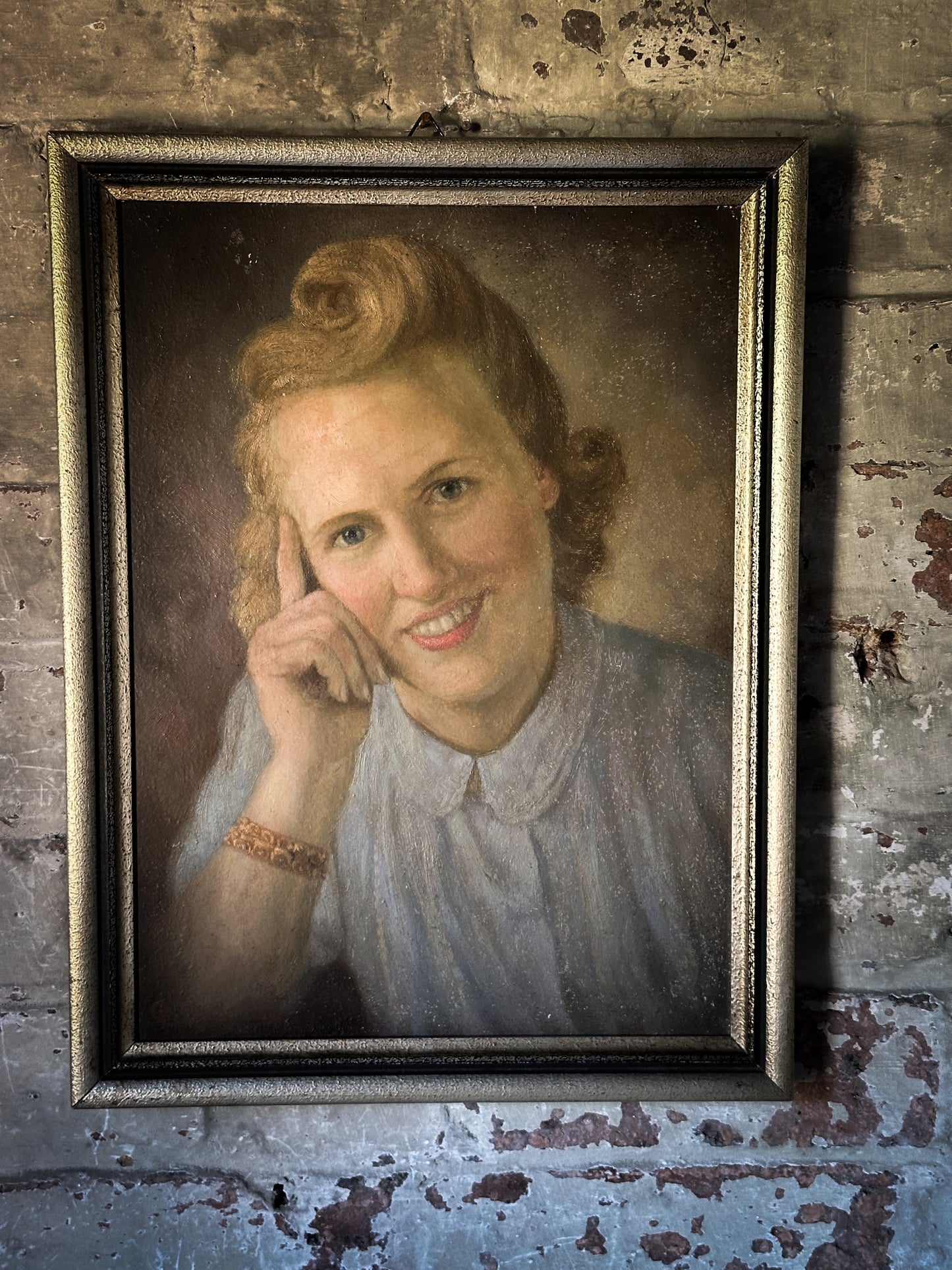 A 1930’s Oil on Board Vintage Portrait Painting of a Young Woman