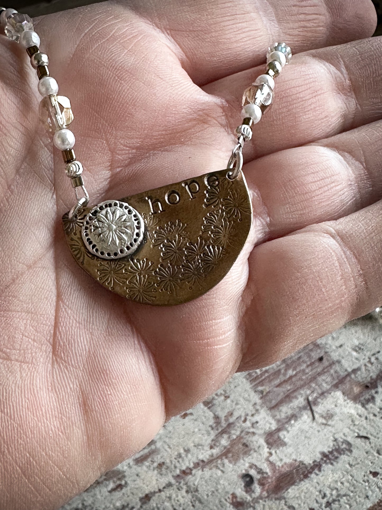 Meadow of Hope Necklace – Handmade Botanical Fine Silver & Copper Necklace