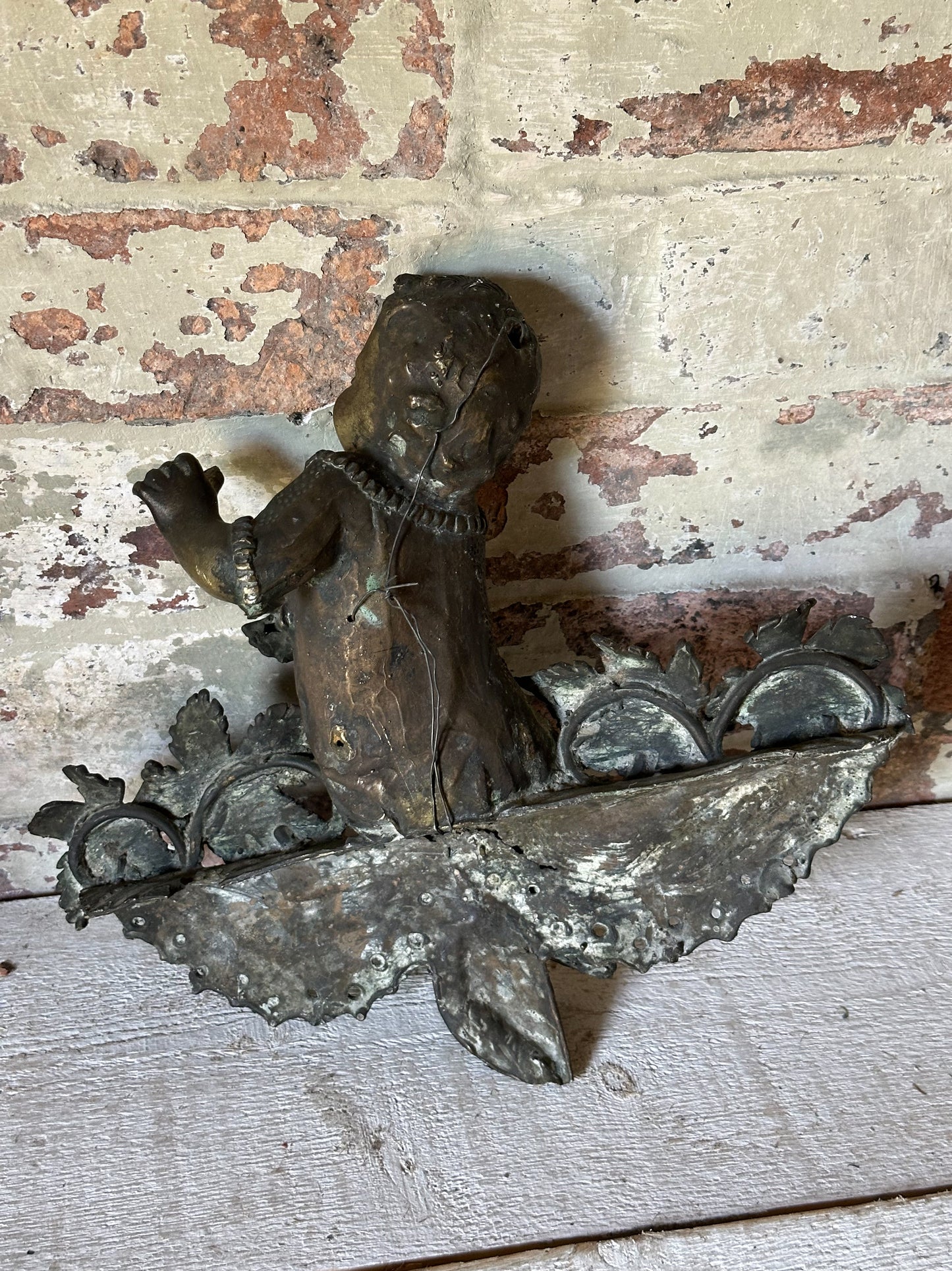 Antique French Brass Cherub Prayer Screen Decoration