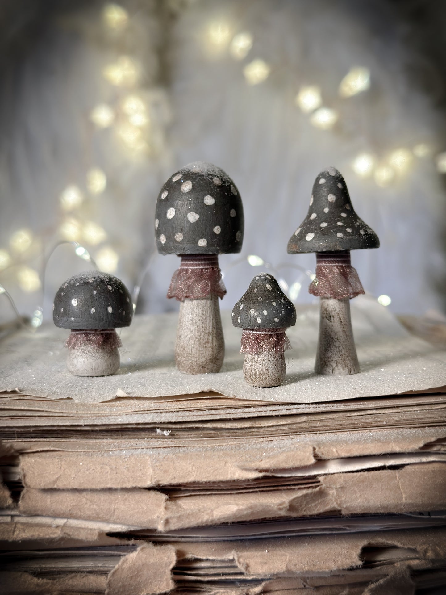 Four Hand Painted Christmas Toadstools