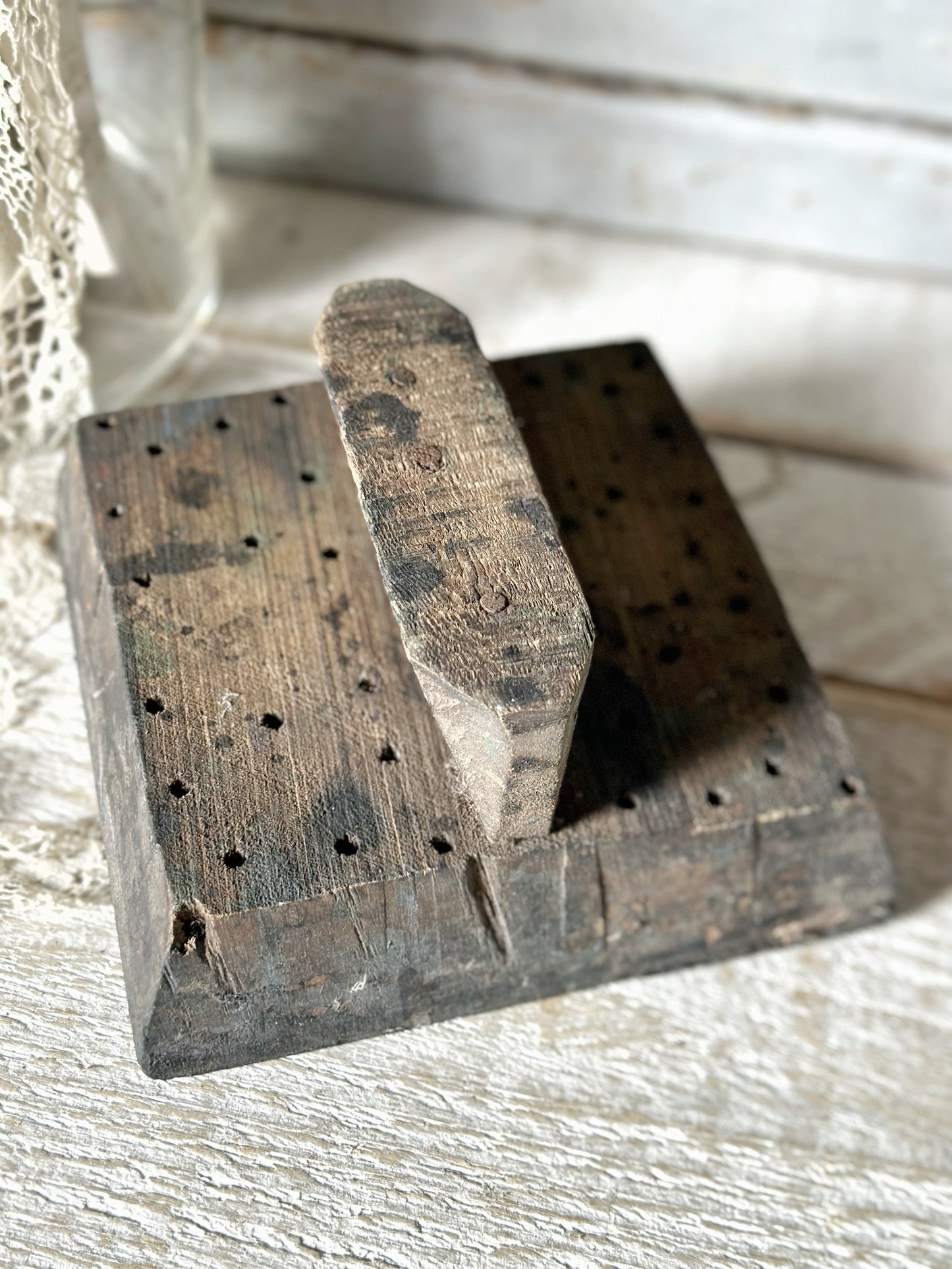 A vintage hand carved indian block print stamp