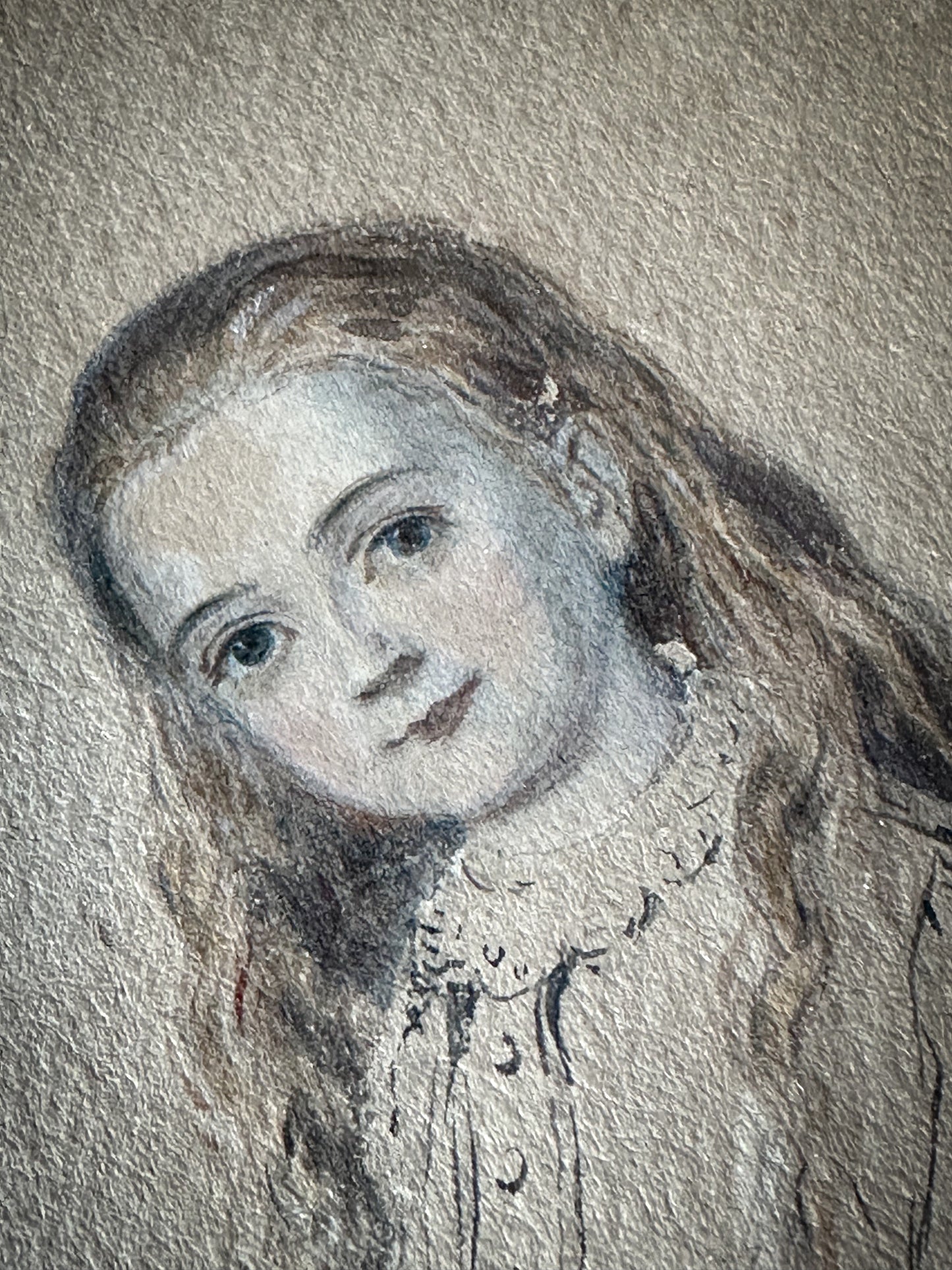 A Delightful Original French Painting, Illustration of a Girl with her Skipping Rope