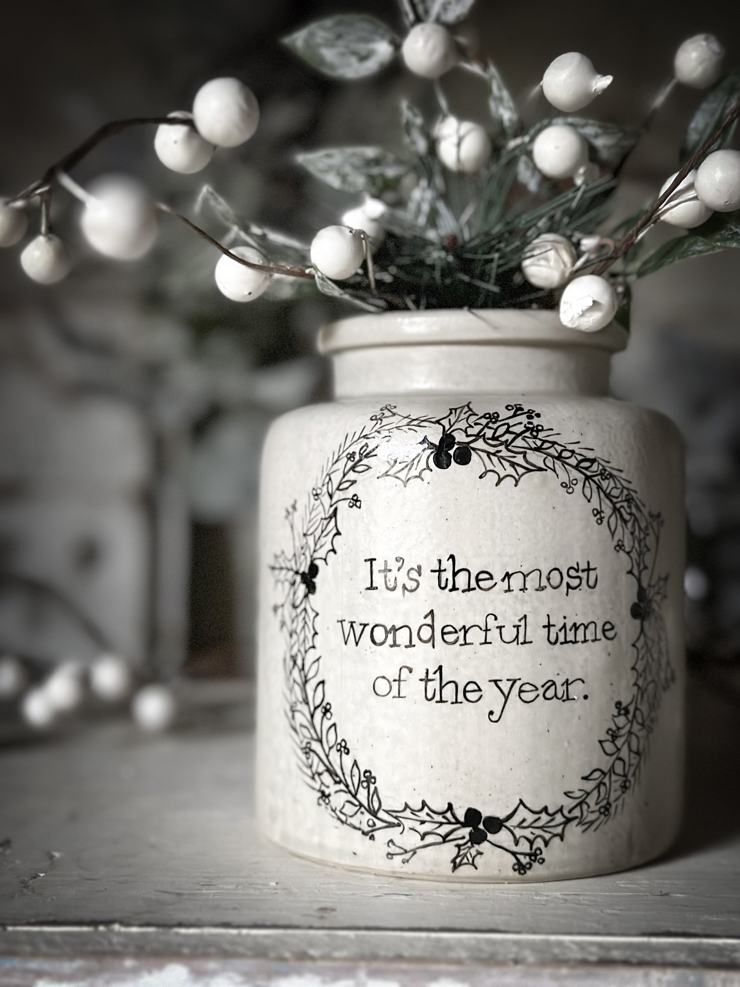 A hand painted and illustrated vintage French mustard jar