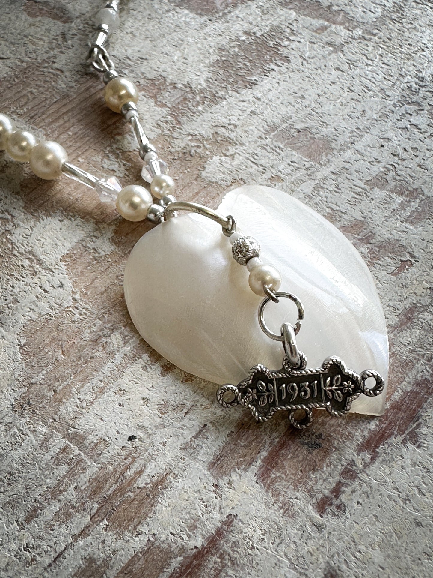 Found Object Mother of Pearl Heart Necklace by Jealous Moon Jewellery
