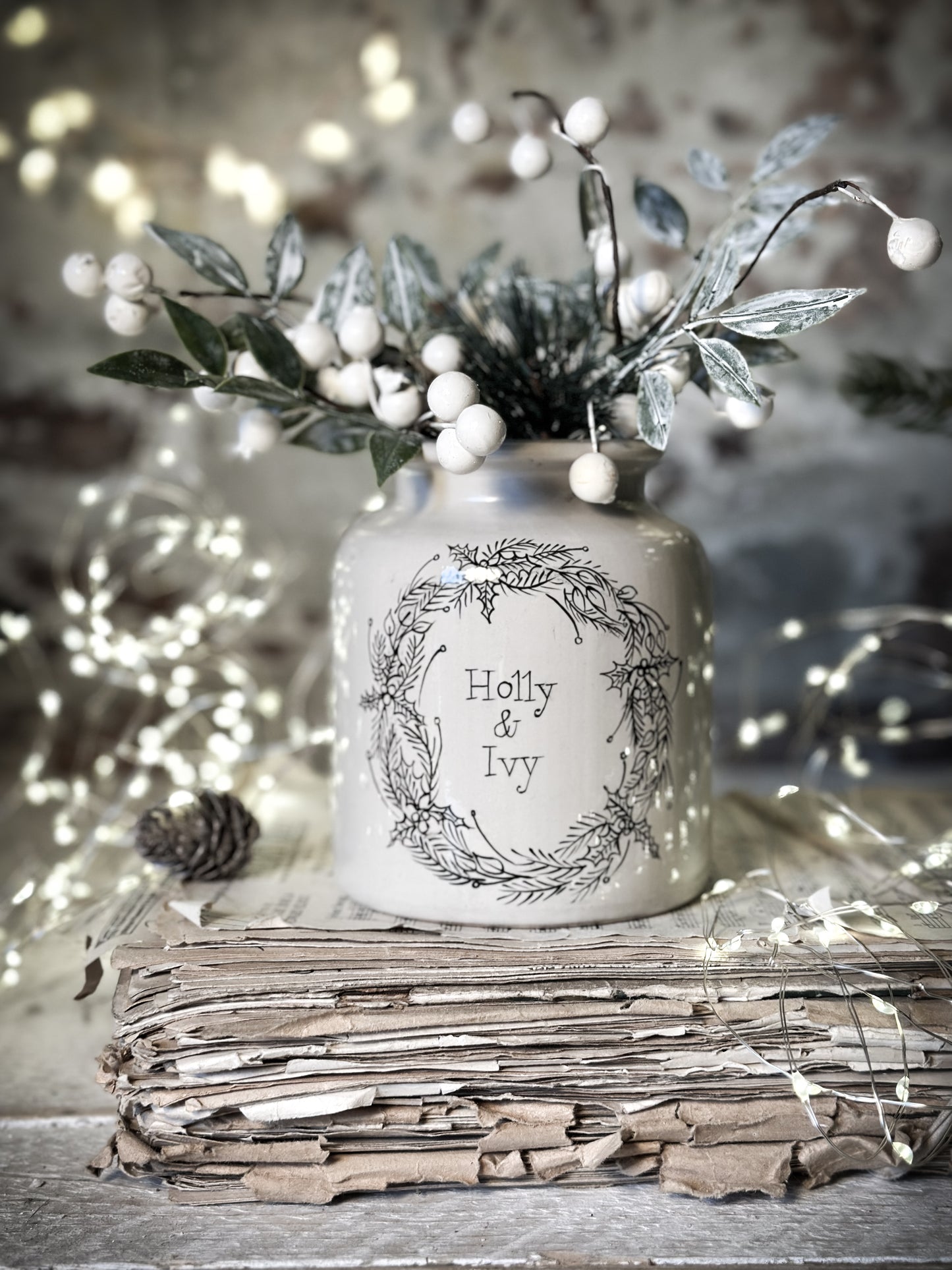 A hand painted and illustrated vintage French mustard jar