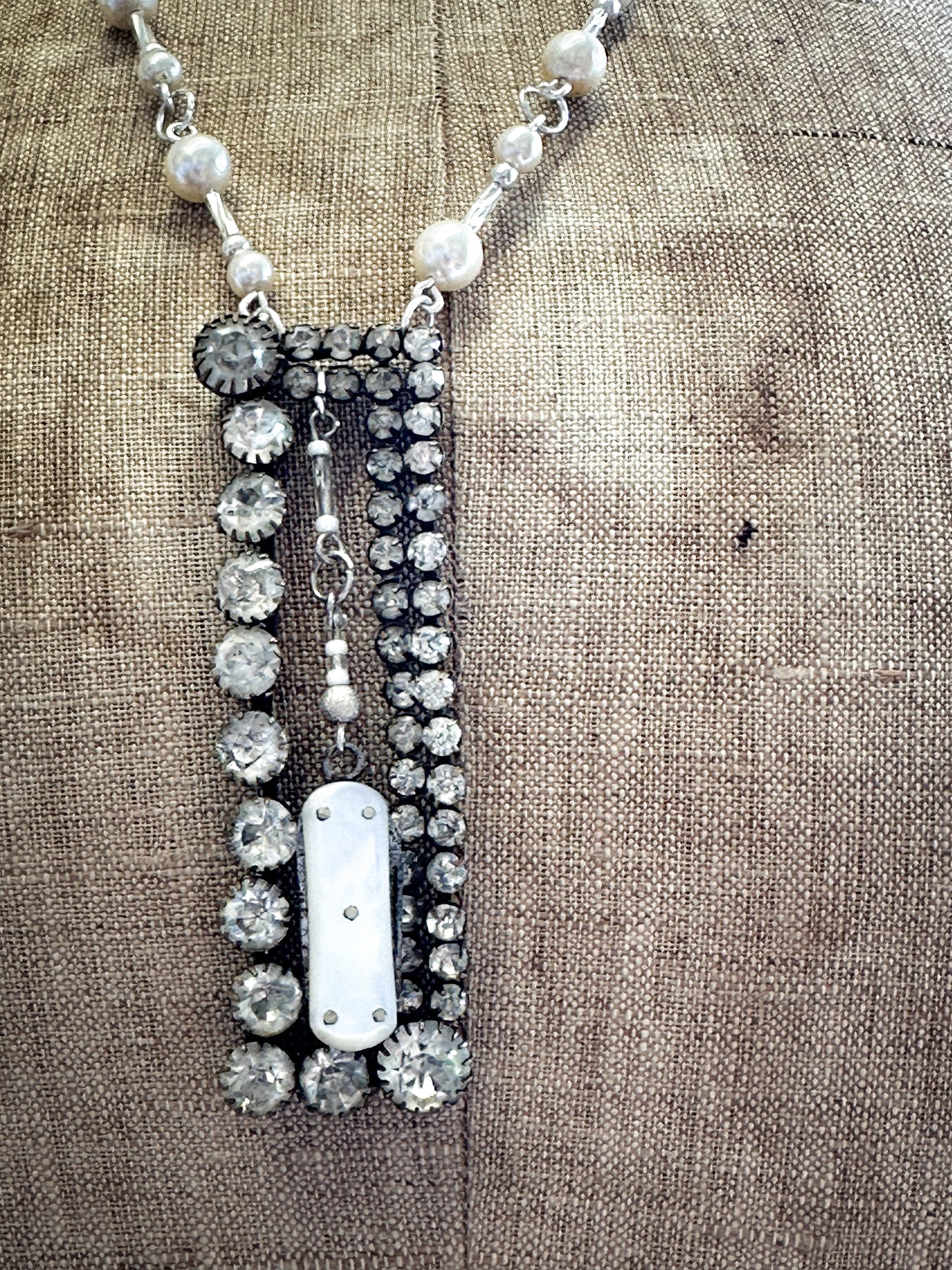 Found Object Victorian Fruit Knife and Paste Buckle Necklace by Jealous Moon Jewellery