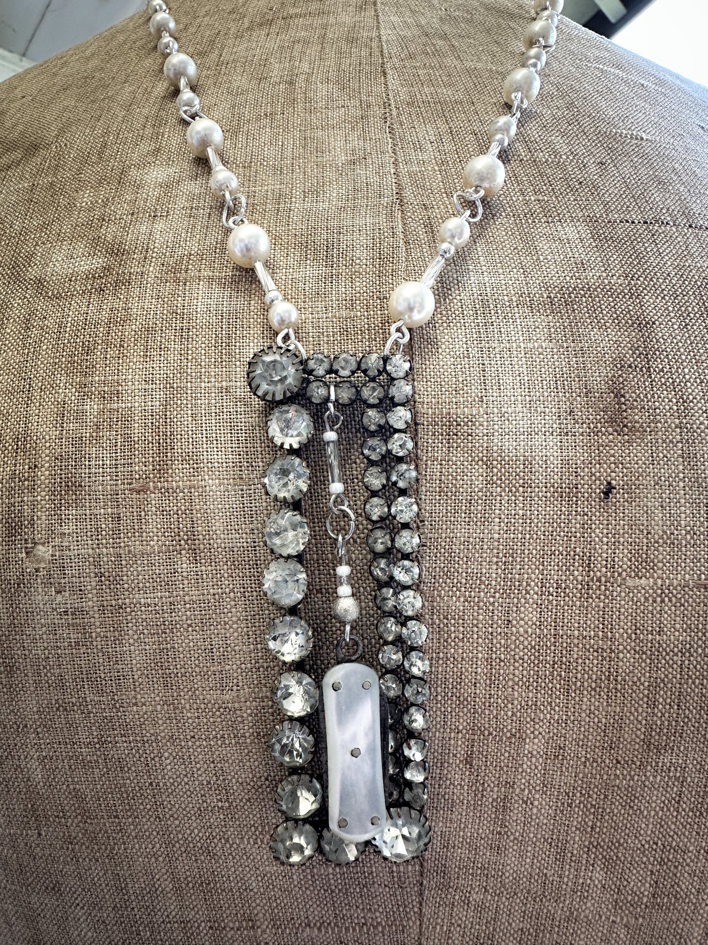 Found Object Victorian Fruit Knife and Paste Buckle Necklace by Jealous Moon Jewellery
