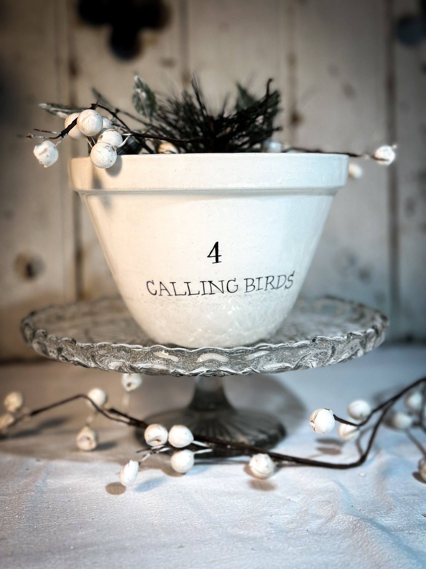 A beautiful vintage Illustrated Ironstone pudding bowl with a hand painted quote