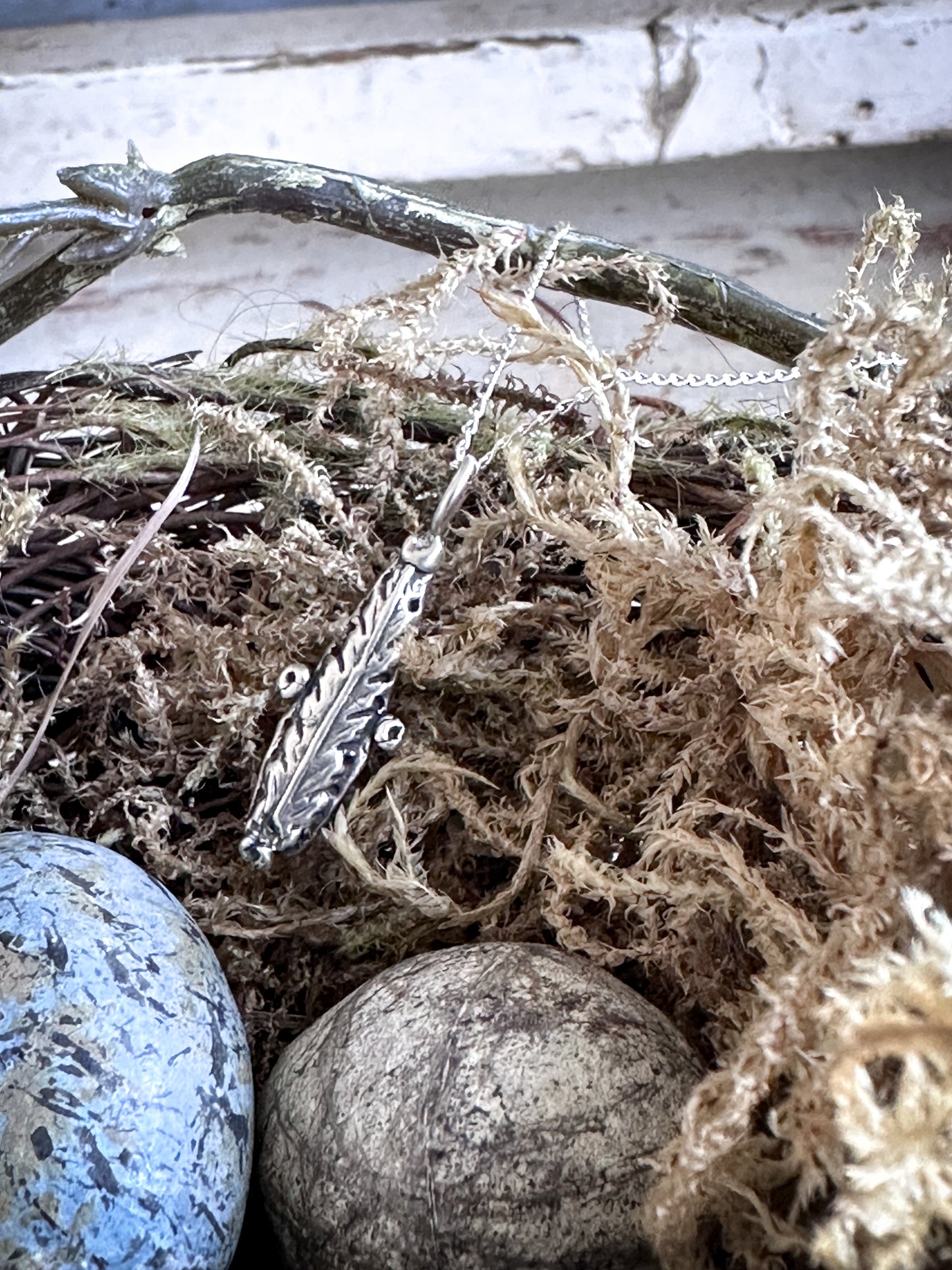 Moonlit Fern Necklace – Fine Silver Fern from an Antique Wedgwood Sprig