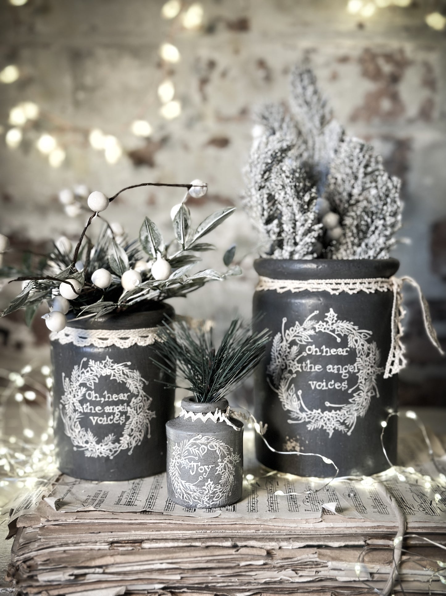 A hand painted and illustrated vintage Victorian Jar