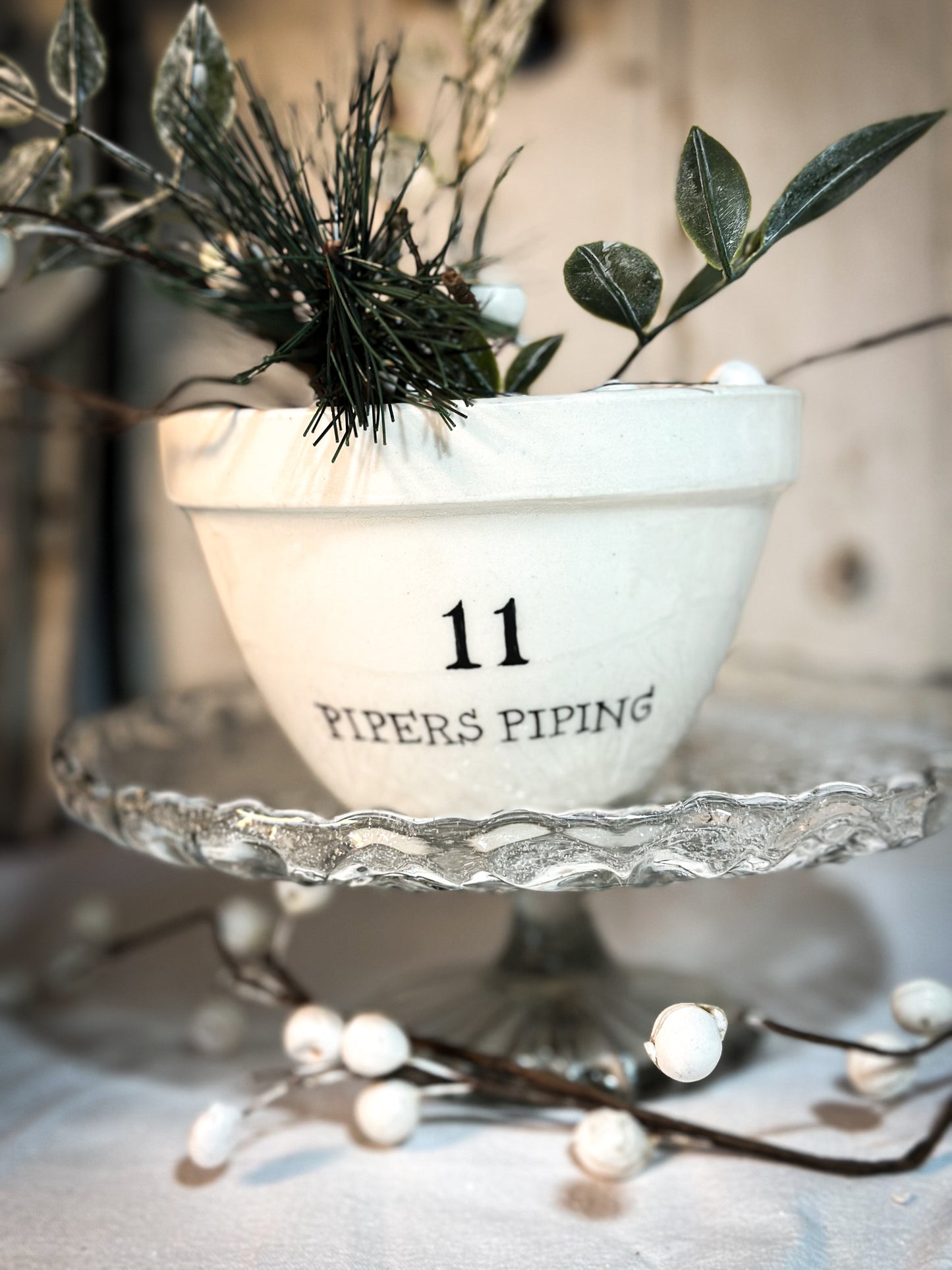 A beautiful vintage Illustrated Ironstone pudding bowl with a hand painted quote