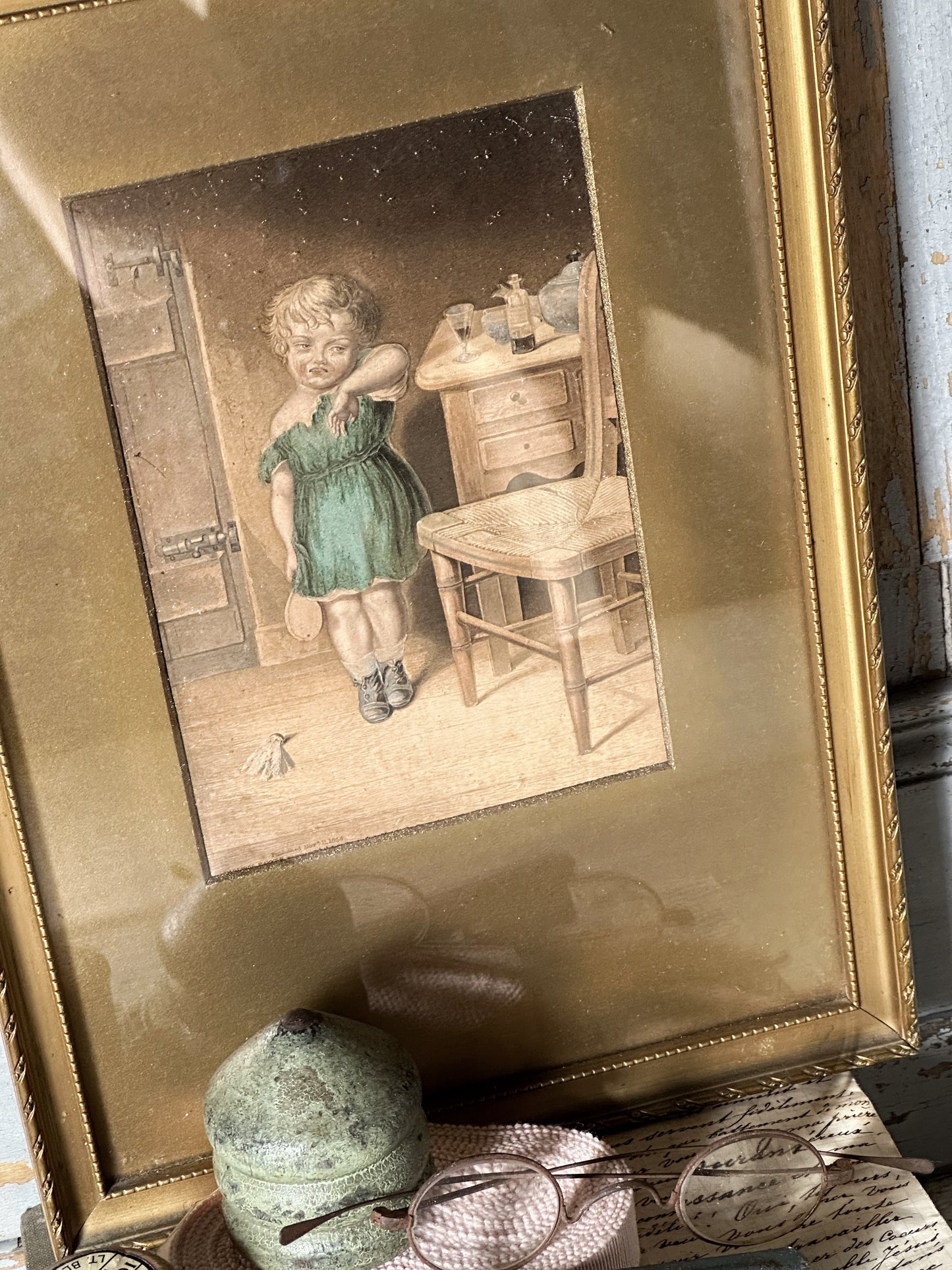 Original Victorian Framed Nursery Print