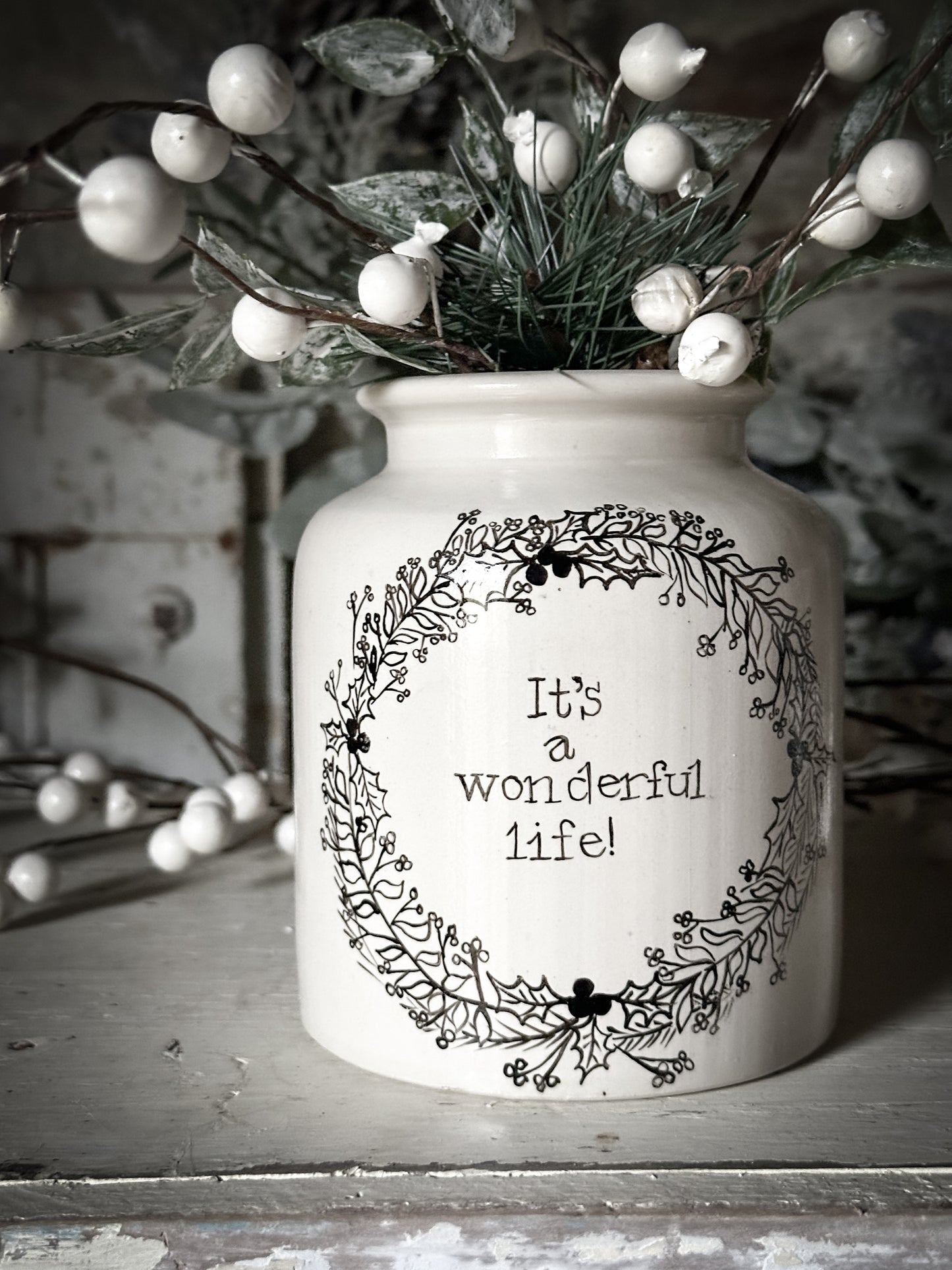 A hand painted and illustrated vintage French mustard jar