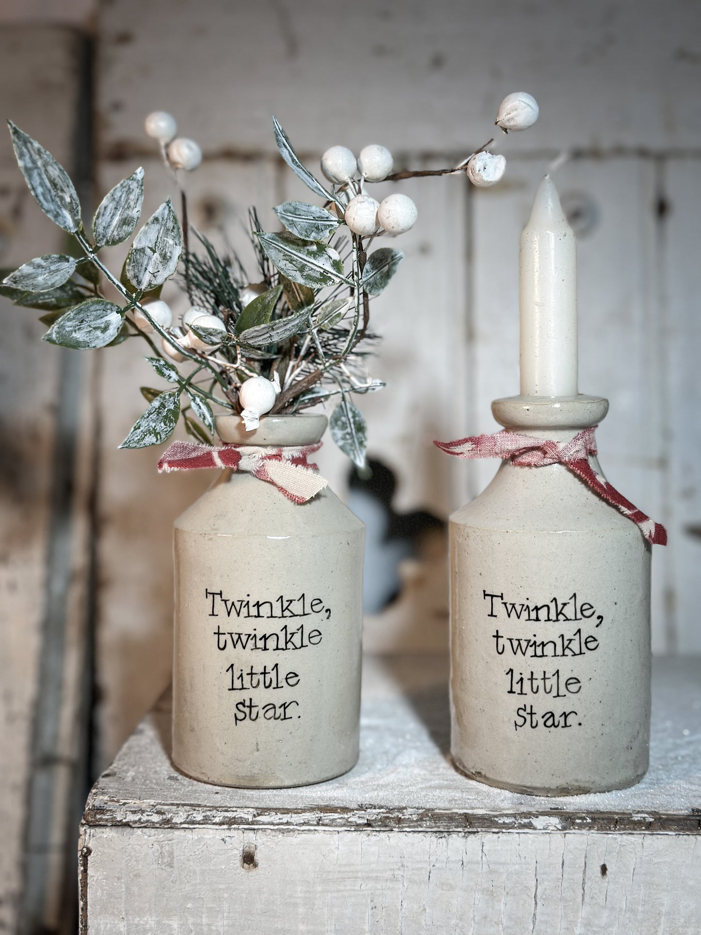 A Victorian unearthed stoneware pottery tall bottle with a hand painted quote