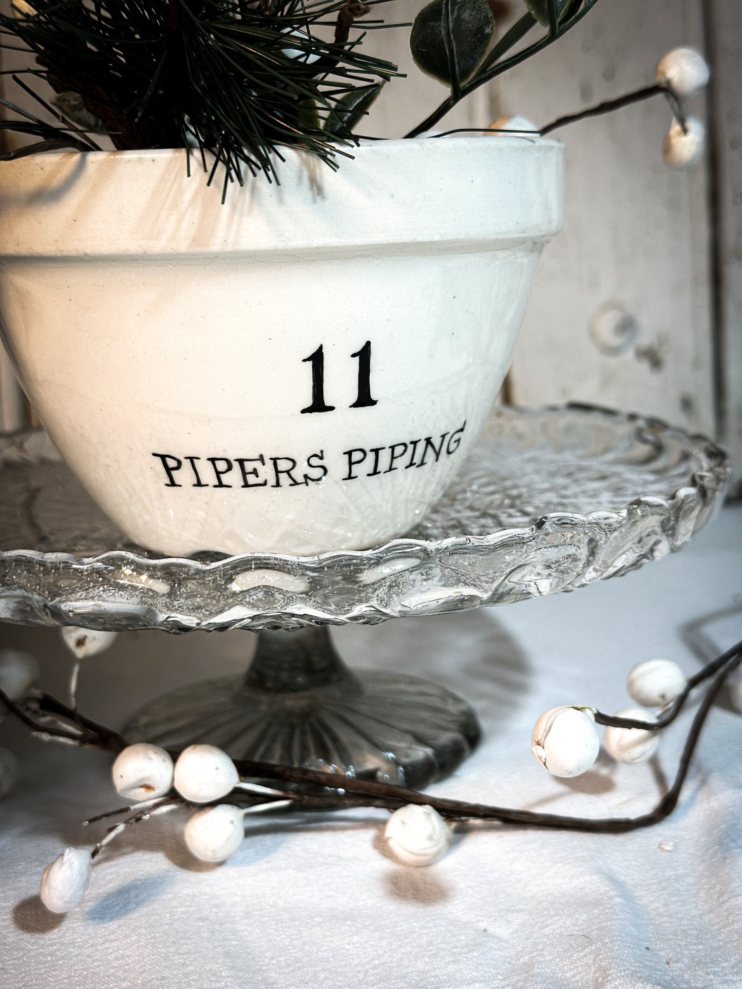 A beautiful vintage Illustrated Ironstone pudding bowl with a hand painted quote