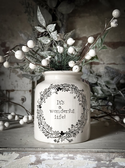 A hand painted and illustrated vintage French mustard jar