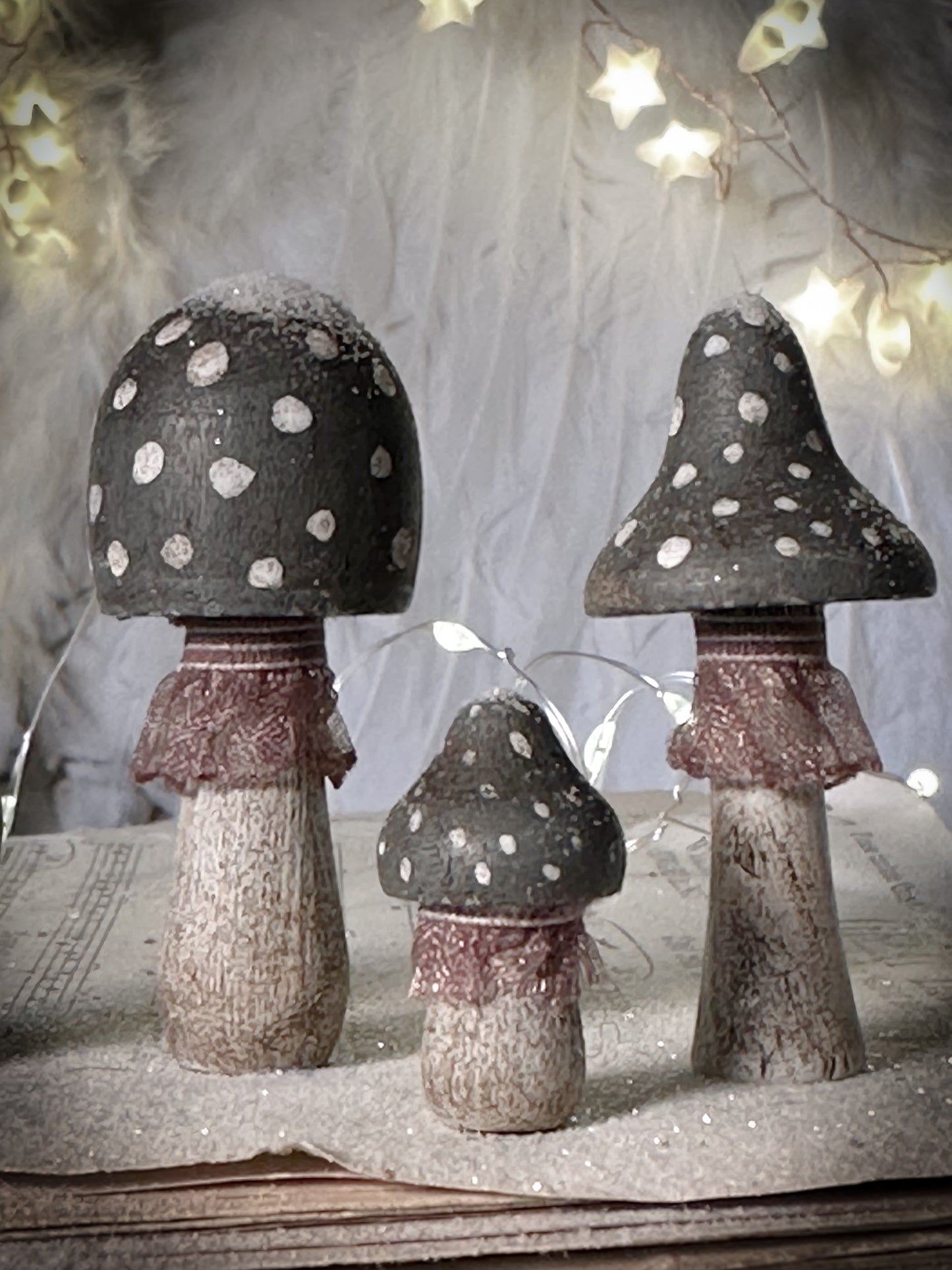 Four Hand Painted Christmas Toadstools
