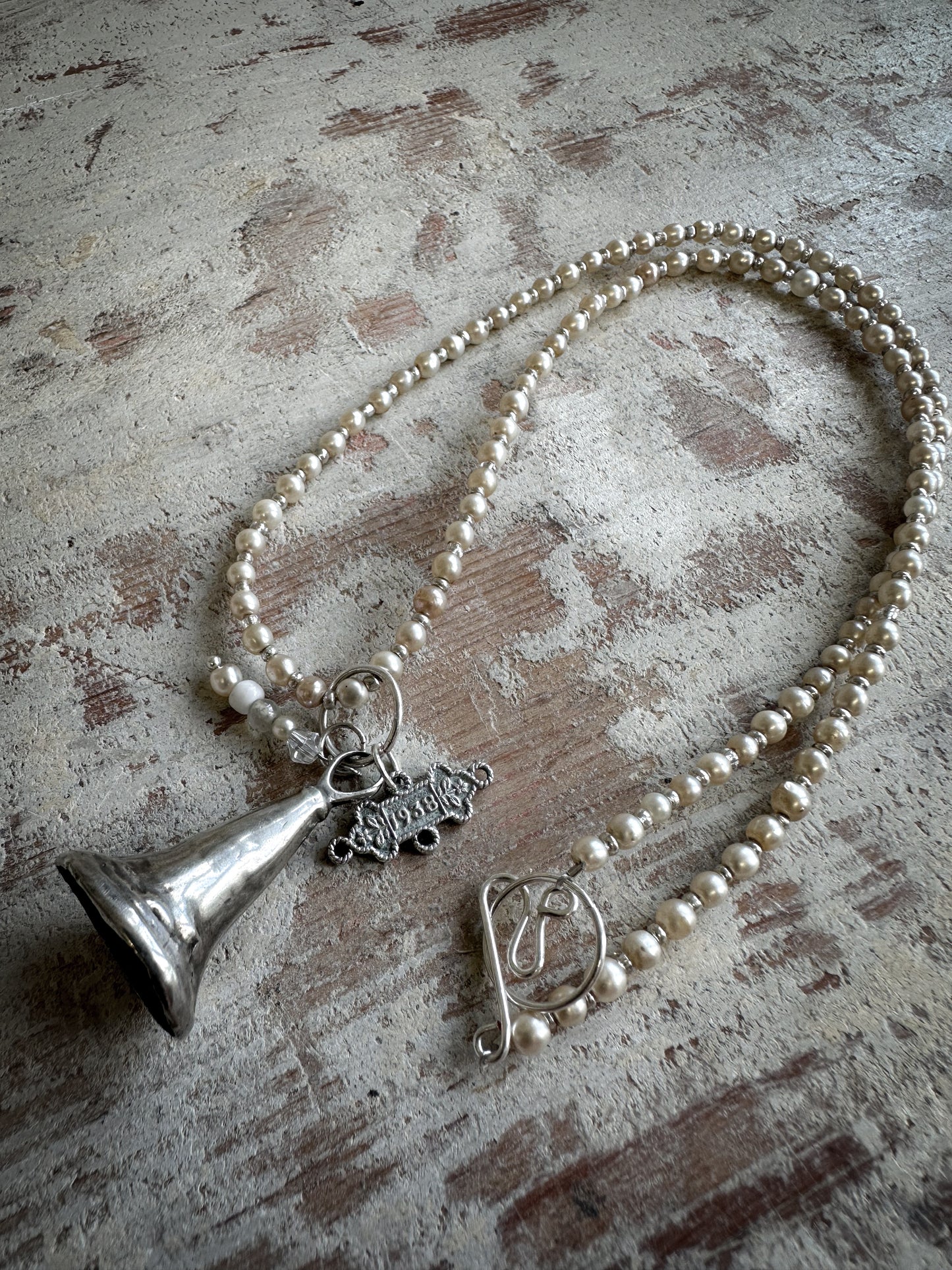 Found Object silver Bell Candle Snuffer Necklace by Jealous Moon Jewellery