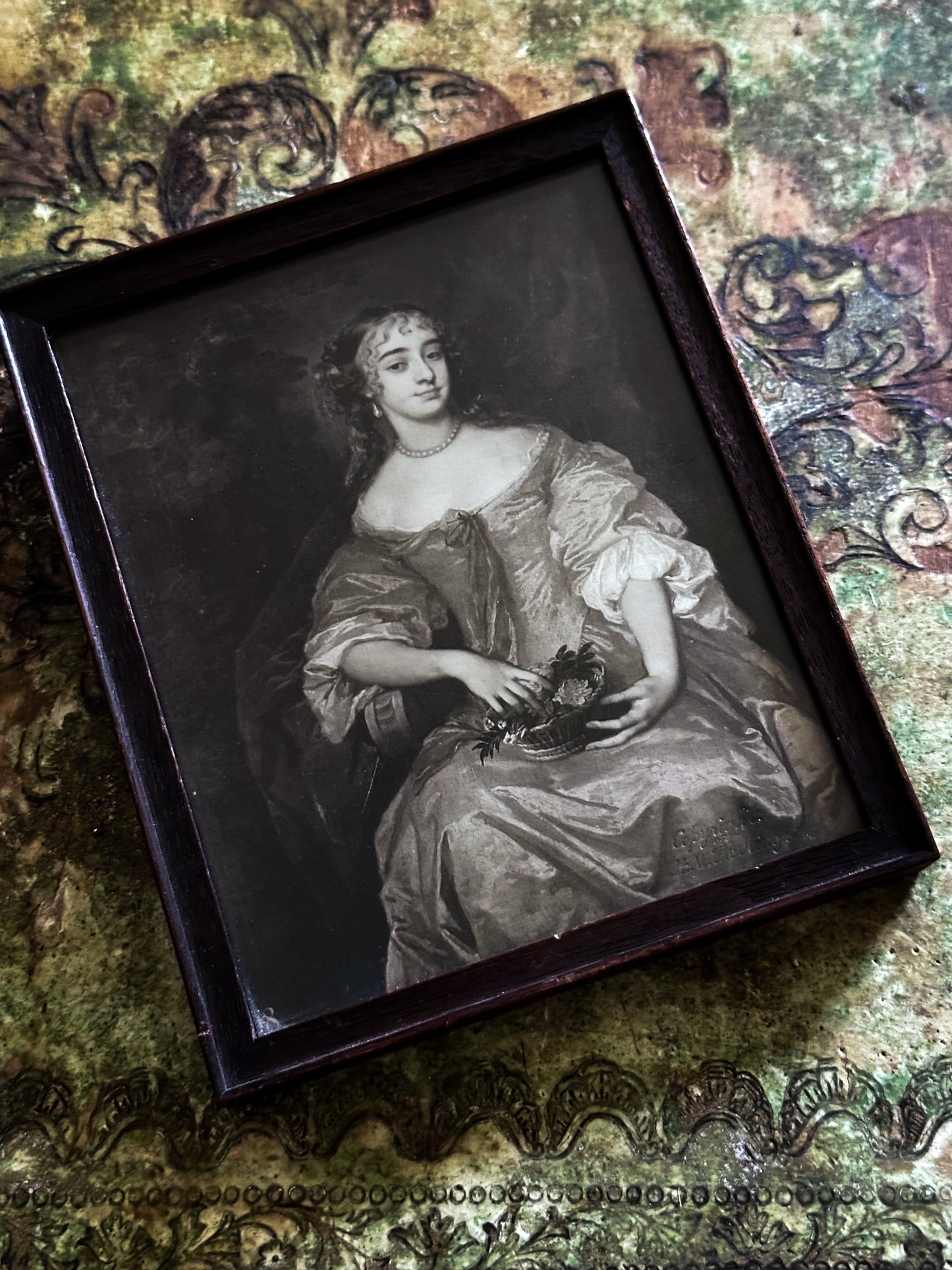 Small Antique Framed Portrait of Lady Denham After Sir Peter Lely