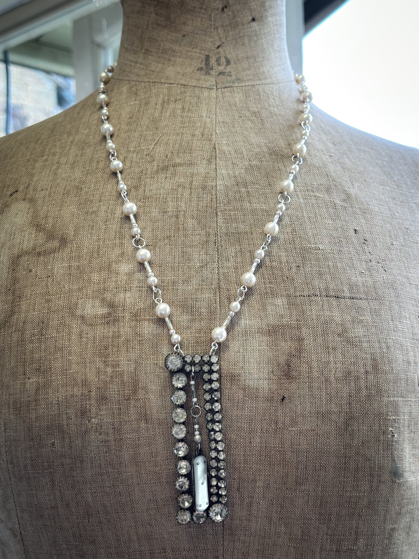 Found Object Victorian Fruit Knife and Paste Buckle Necklace by Jealous Moon Jewellery