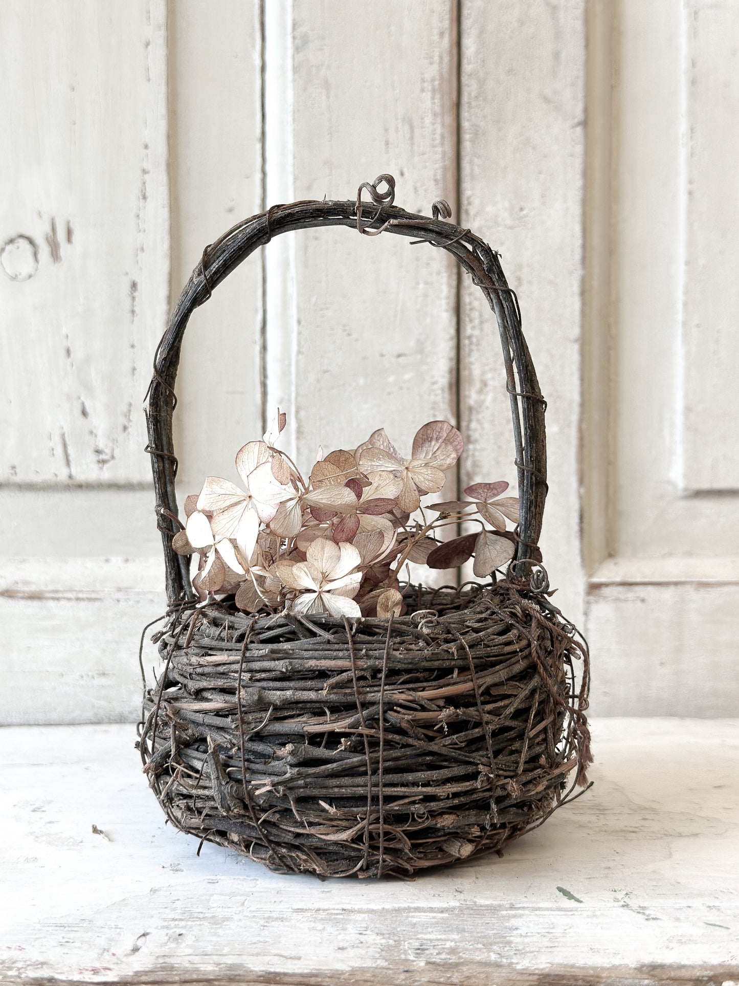 Small vintage bird nest wicker basket