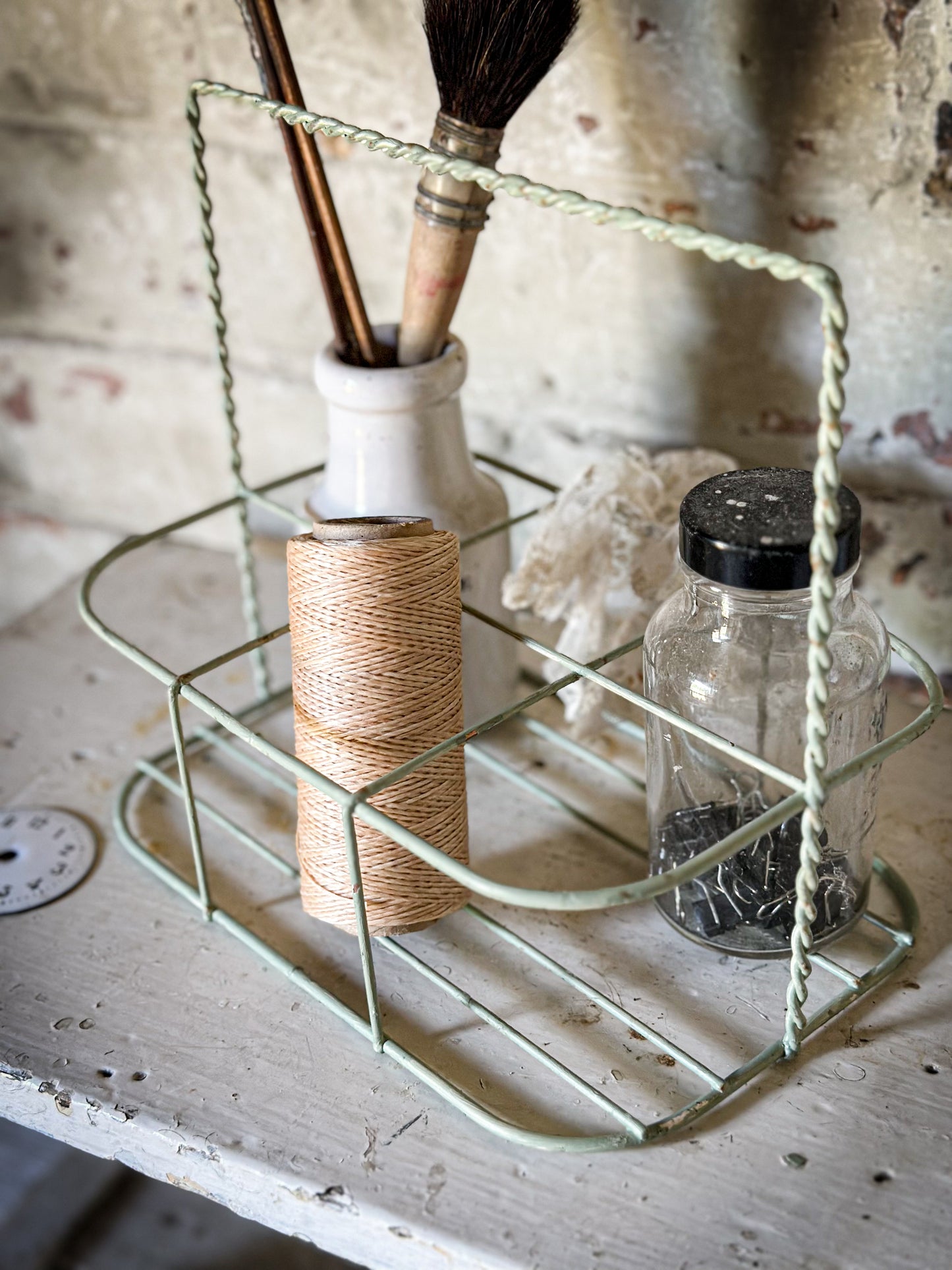 A Vintage French Wire Bottle Rack