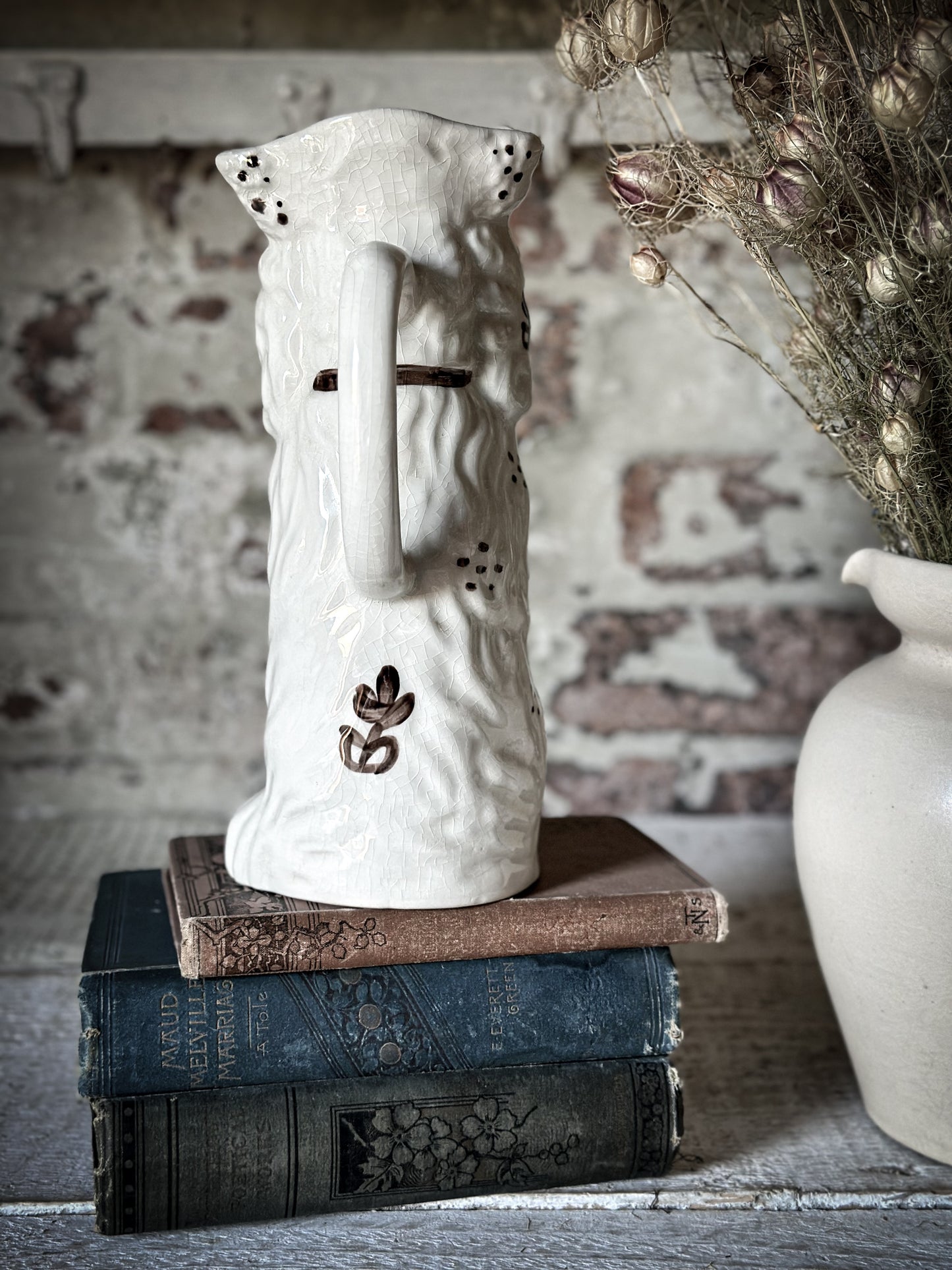 Antique Staffordshire Begging Spaniel in a Tricorn Hat Jug