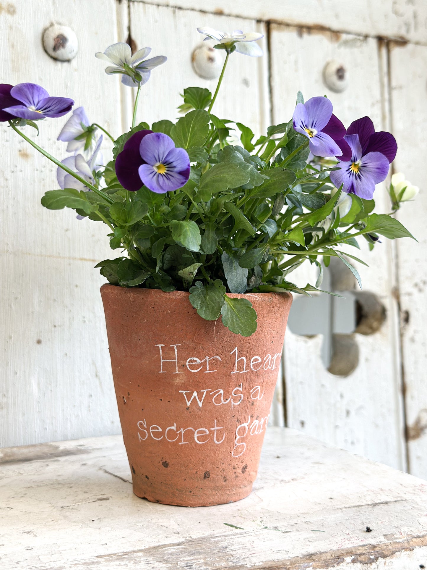 “Her heart was a Secret Garden” Terracotta Plant Pot