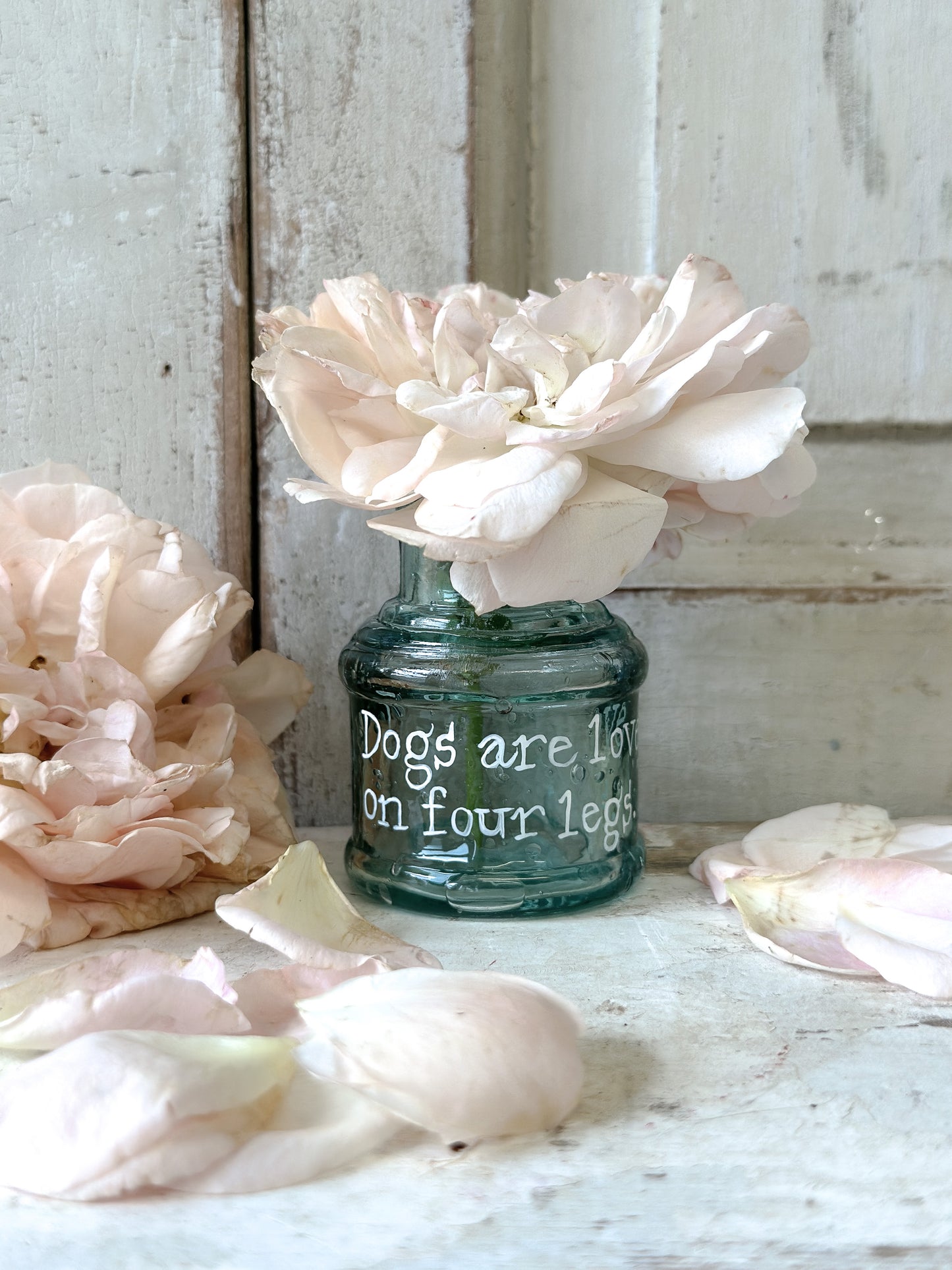 A beautiful Victorian bottle with a hand painted quote