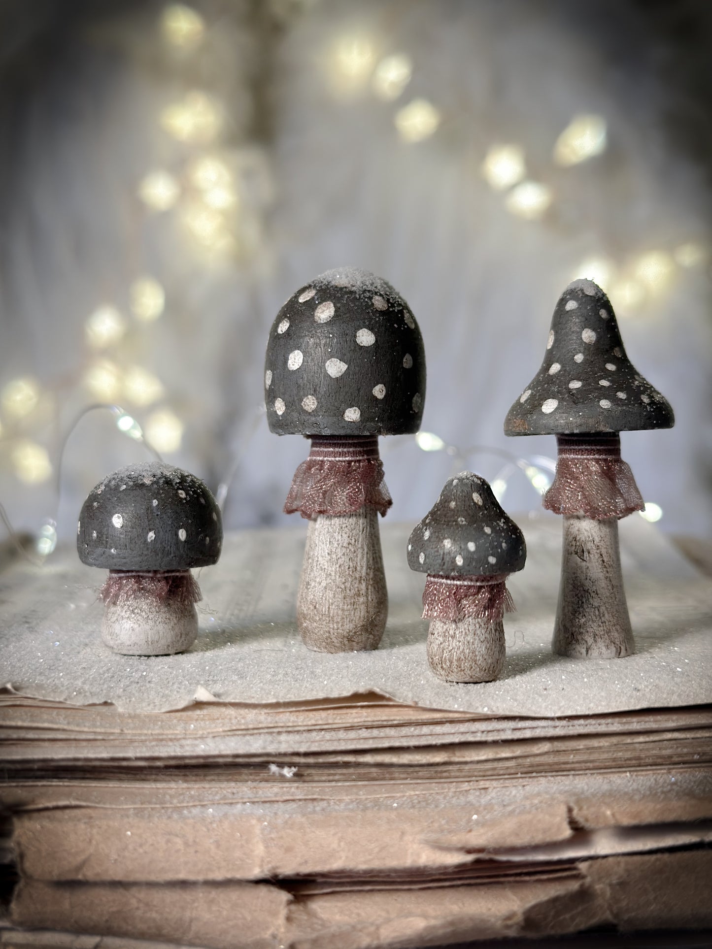 Four Hand Painted Christmas Toadstools