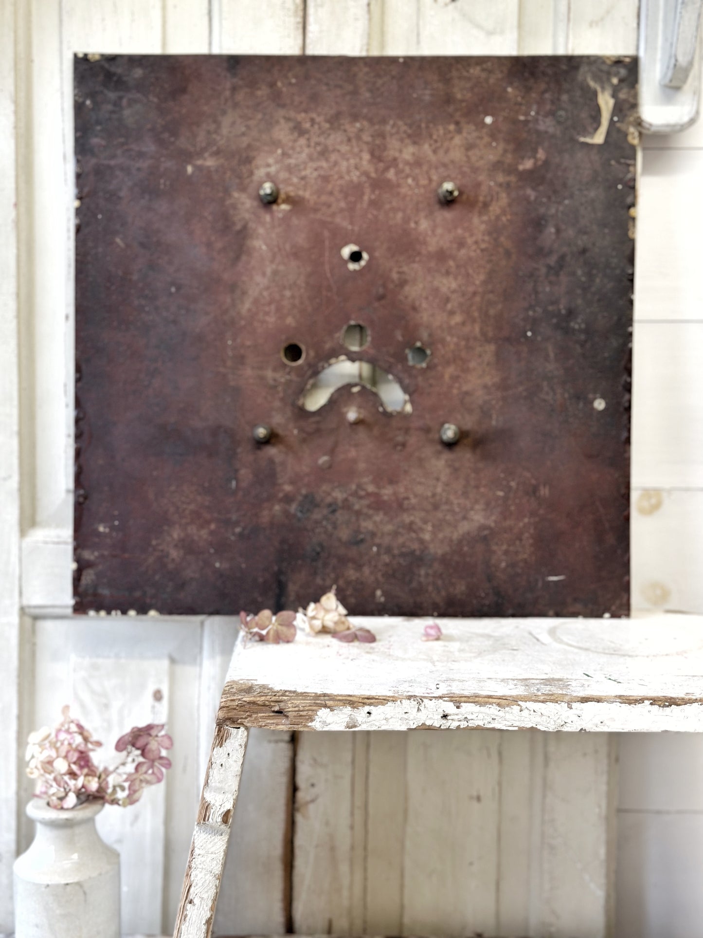 A stunning antique painted reclaimed long case clock face