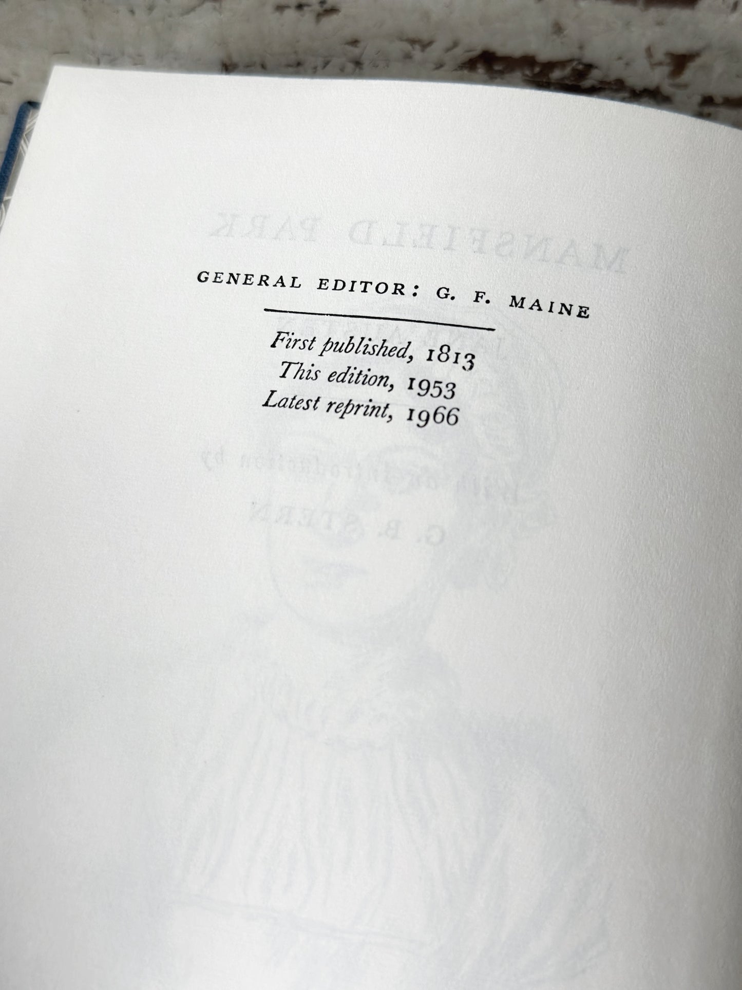 Vintage Jane Austen book Mansfield Park