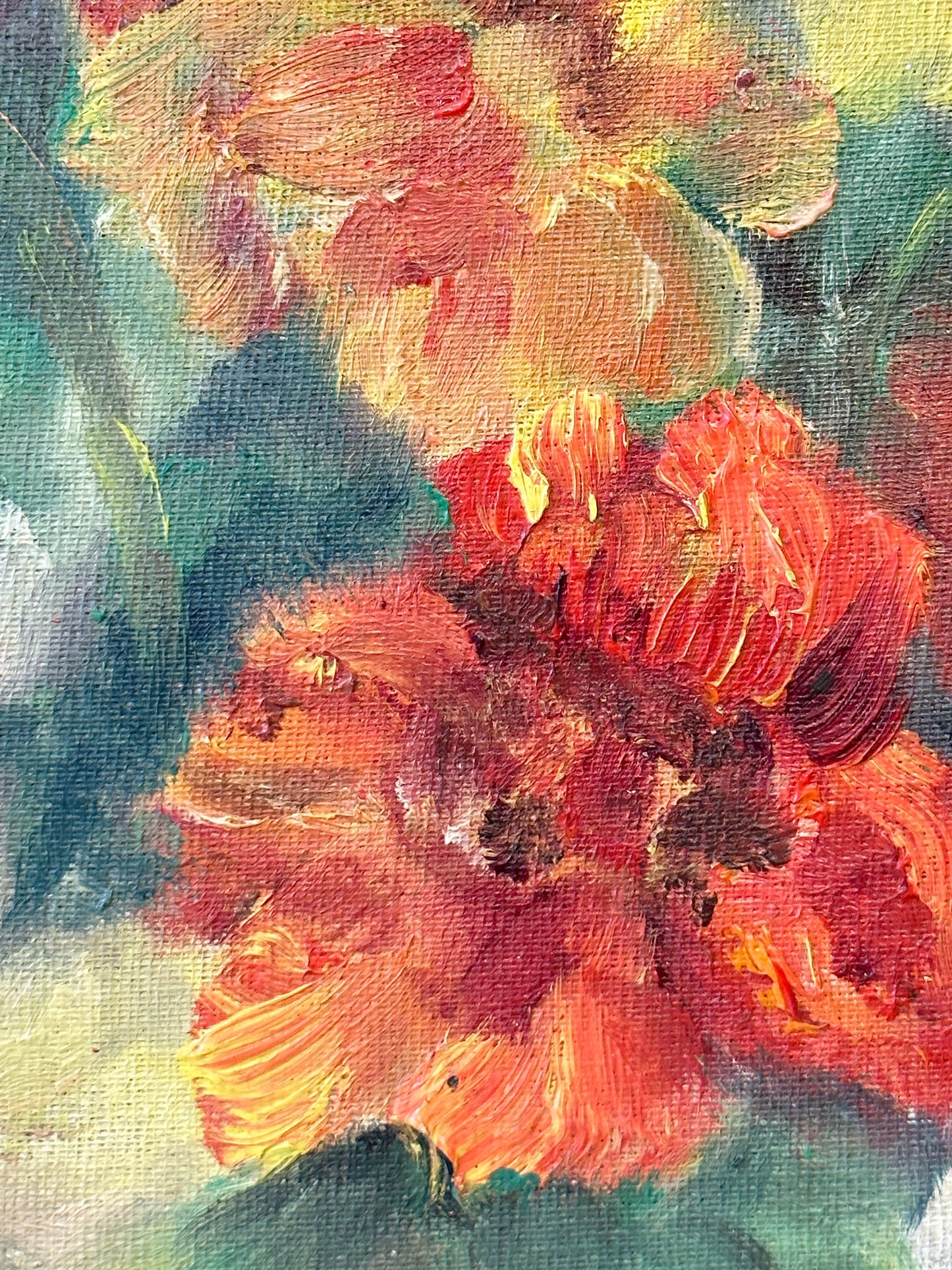 Vintage Still Life Flowers Pansies Oil On Board Signed ICCF