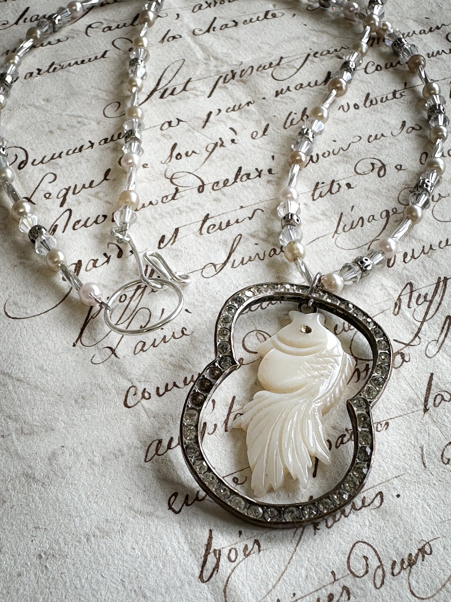 Found Object Mother of Pearl Heart Necklace by Jealous Moon Jewellery