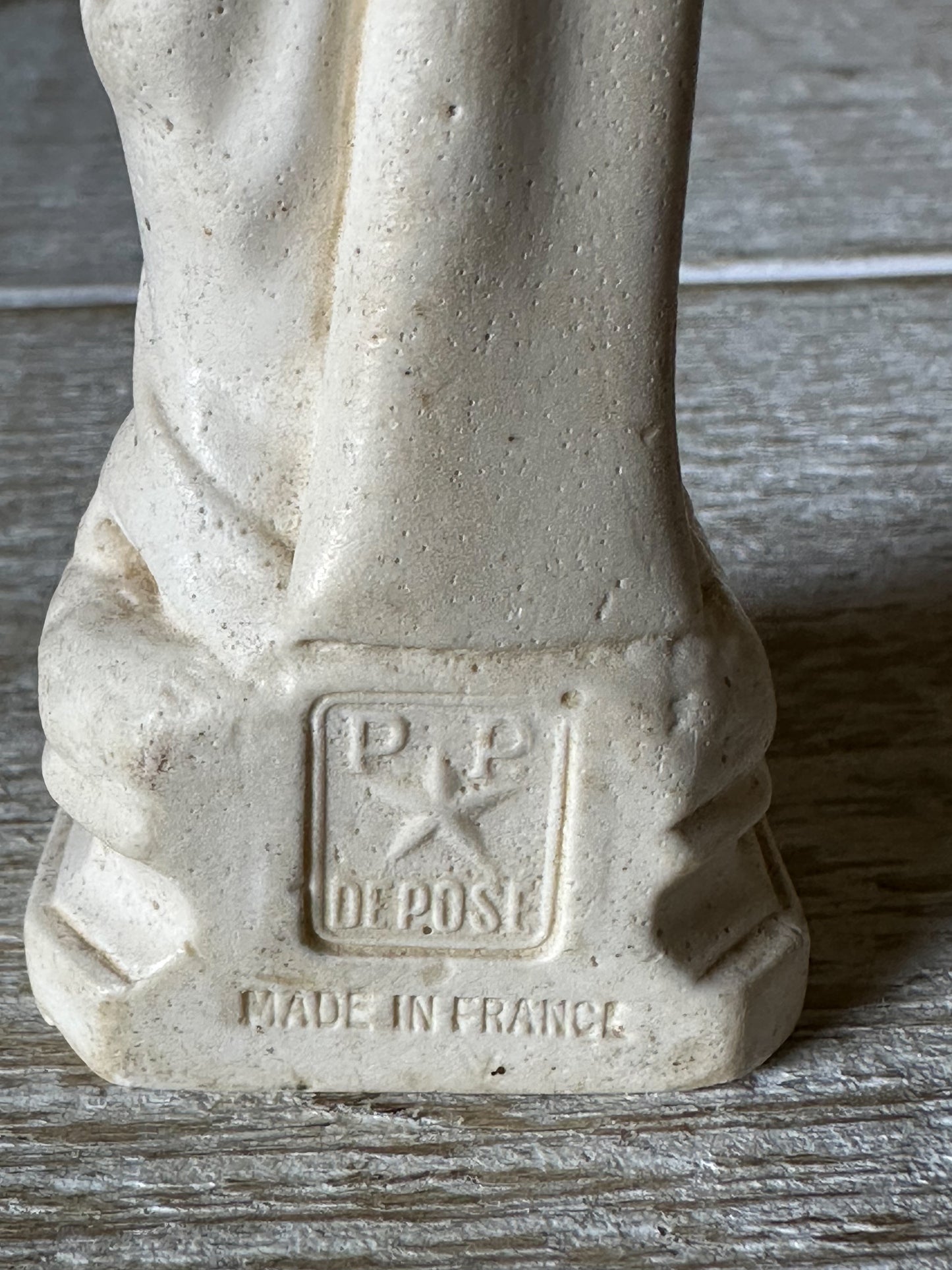 Antique French Chalk Ware Madonna Religious Statue