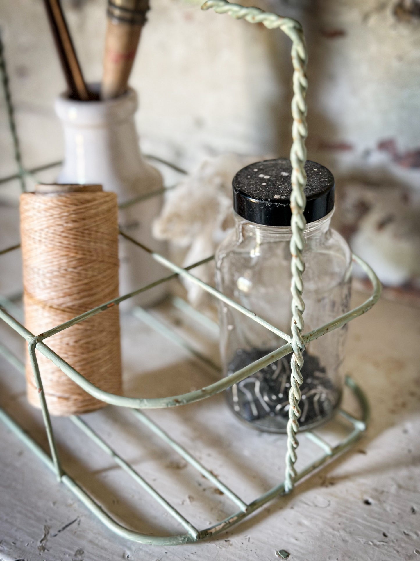 A Vintage French Wire Bottle Rack