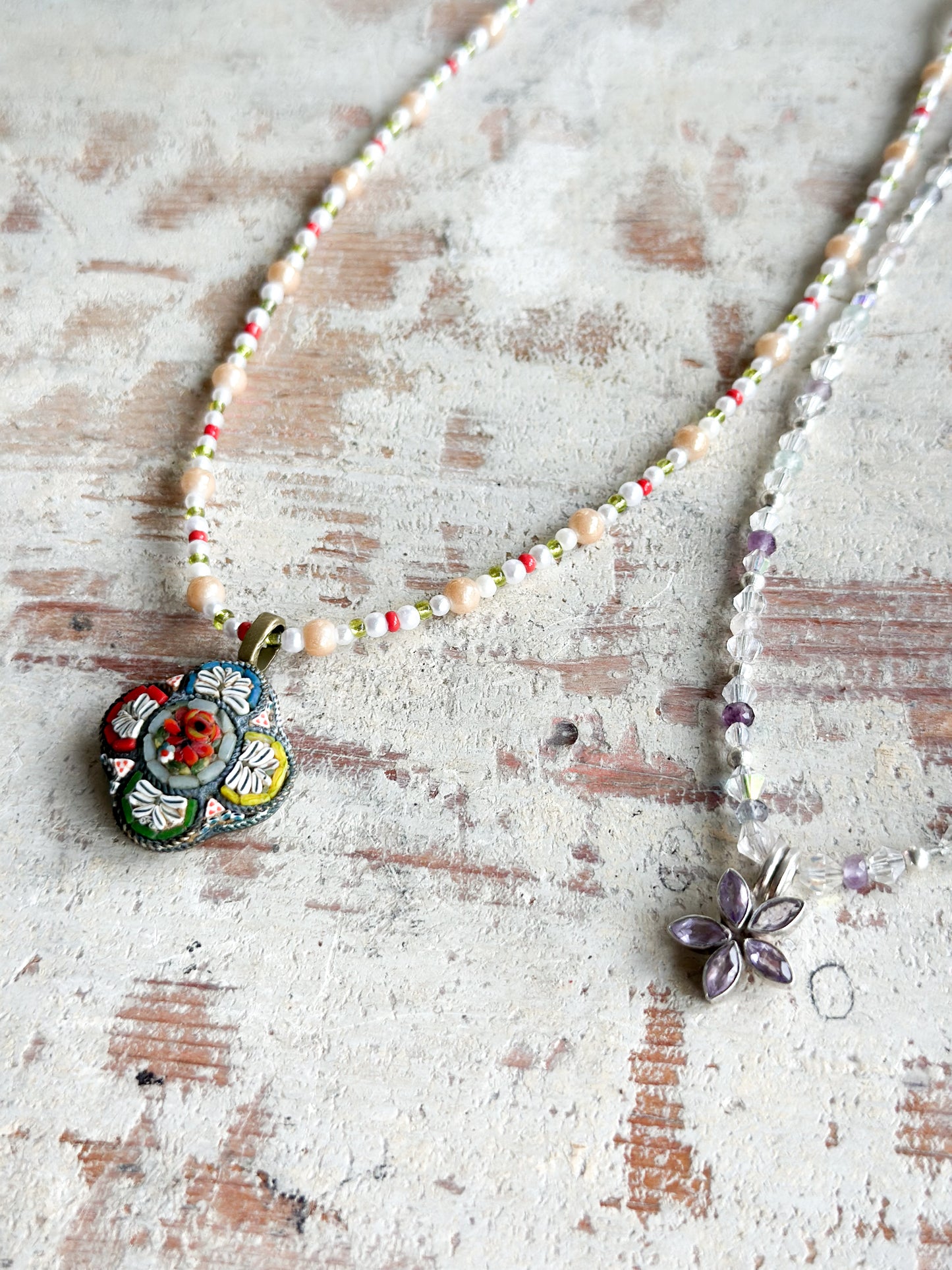 Found Object Antique Micro Mosaic Necklace by Jealous Moon Jewellery