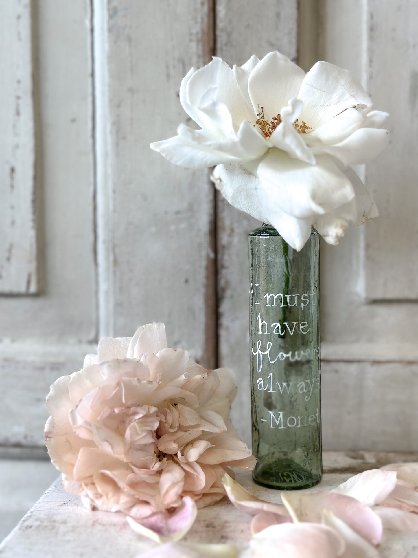 A beautiful Victorian bottle with a hand painted quote
