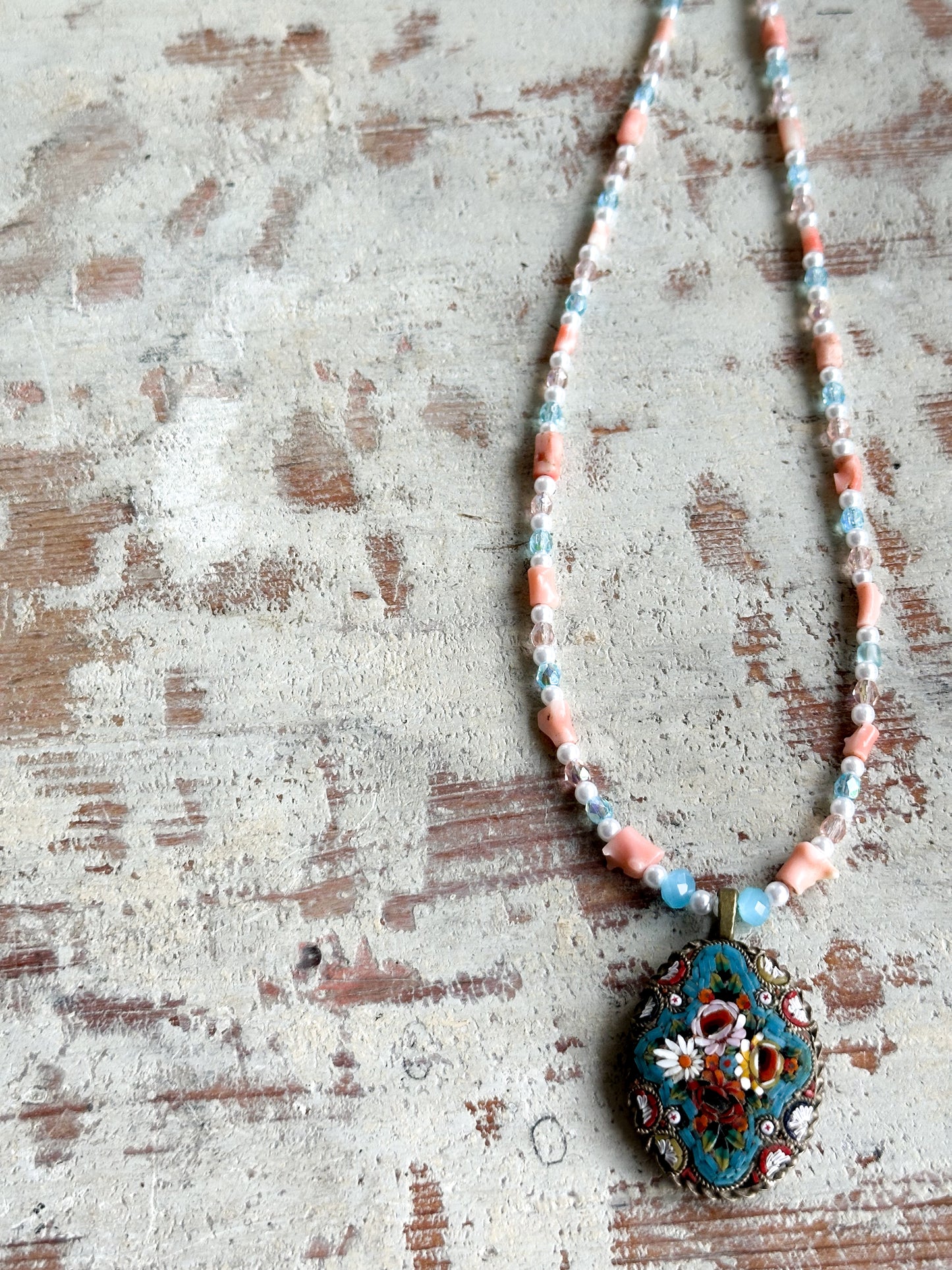 Found Object Antique Micro Mosaic Necklace by Jealous Moon Jewellery