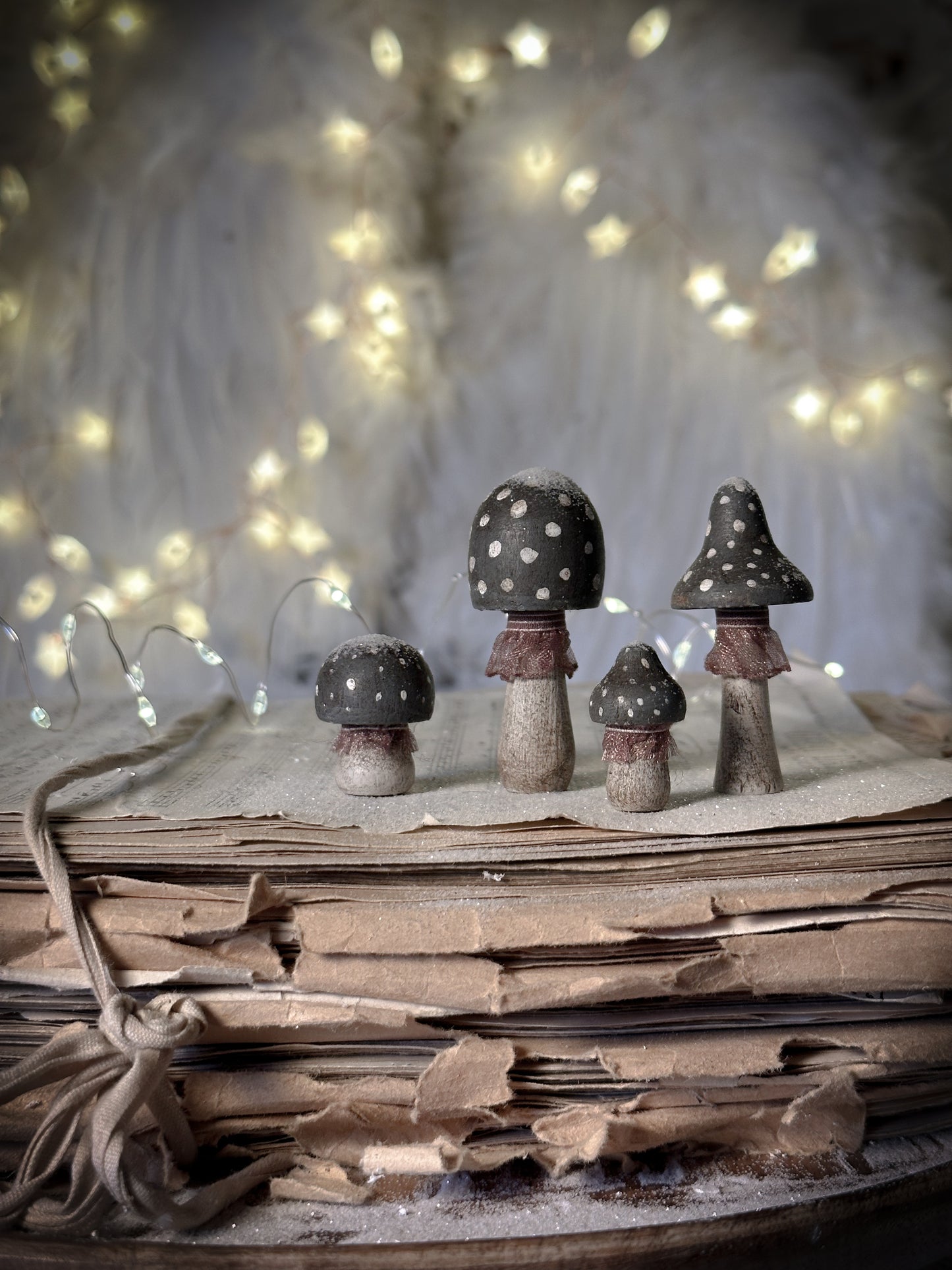 Four Hand Painted Christmas Toadstools