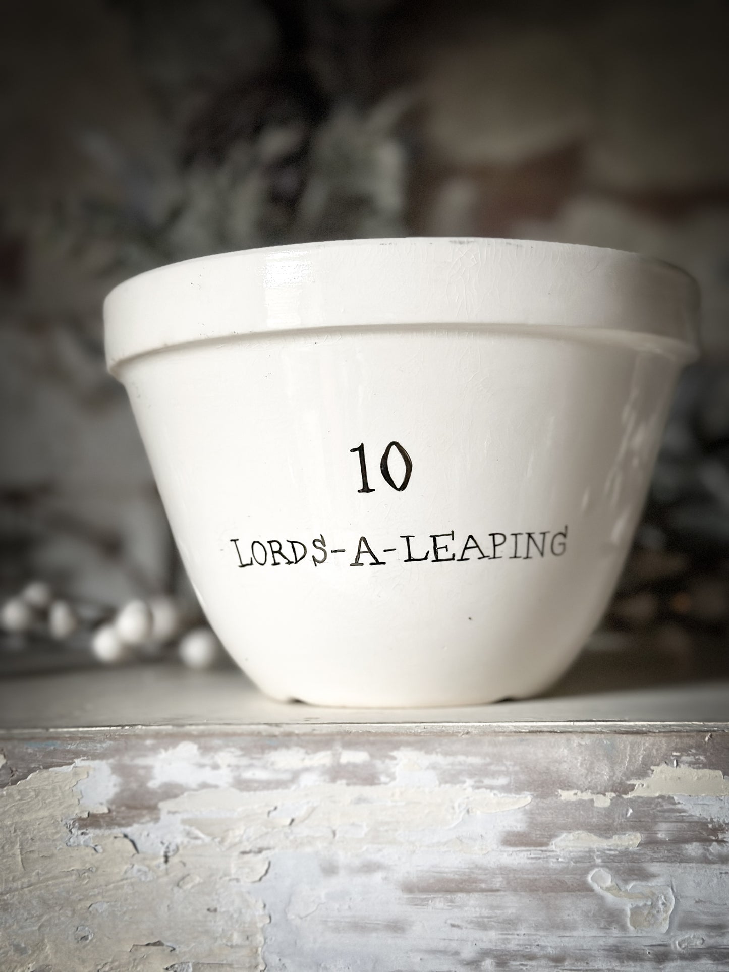 A beautiful vintage Illustrated Ironstone pudding bowl with a hand painted quote