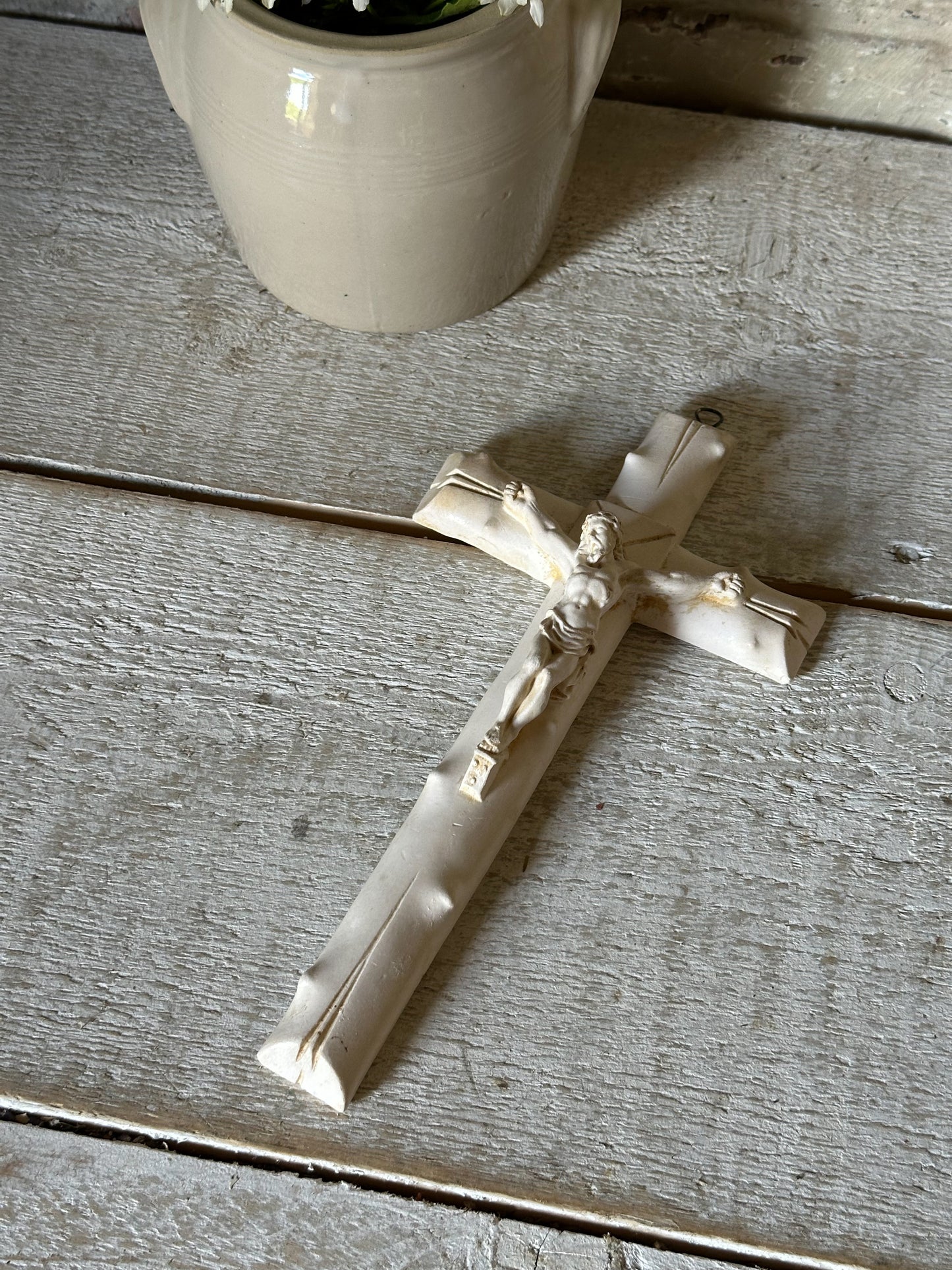 A French Antique Chalk Ware Crucifix