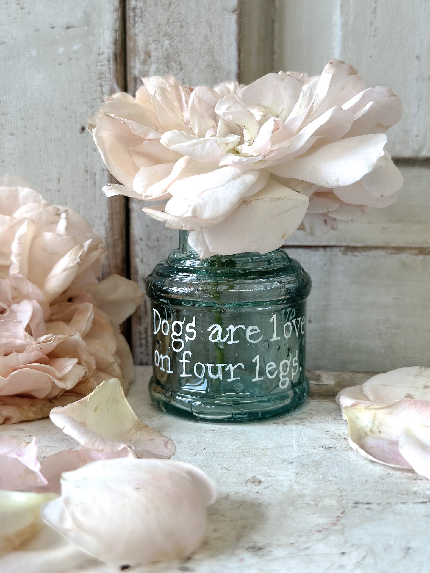 A beautiful Victorian bottle with a hand painted quote