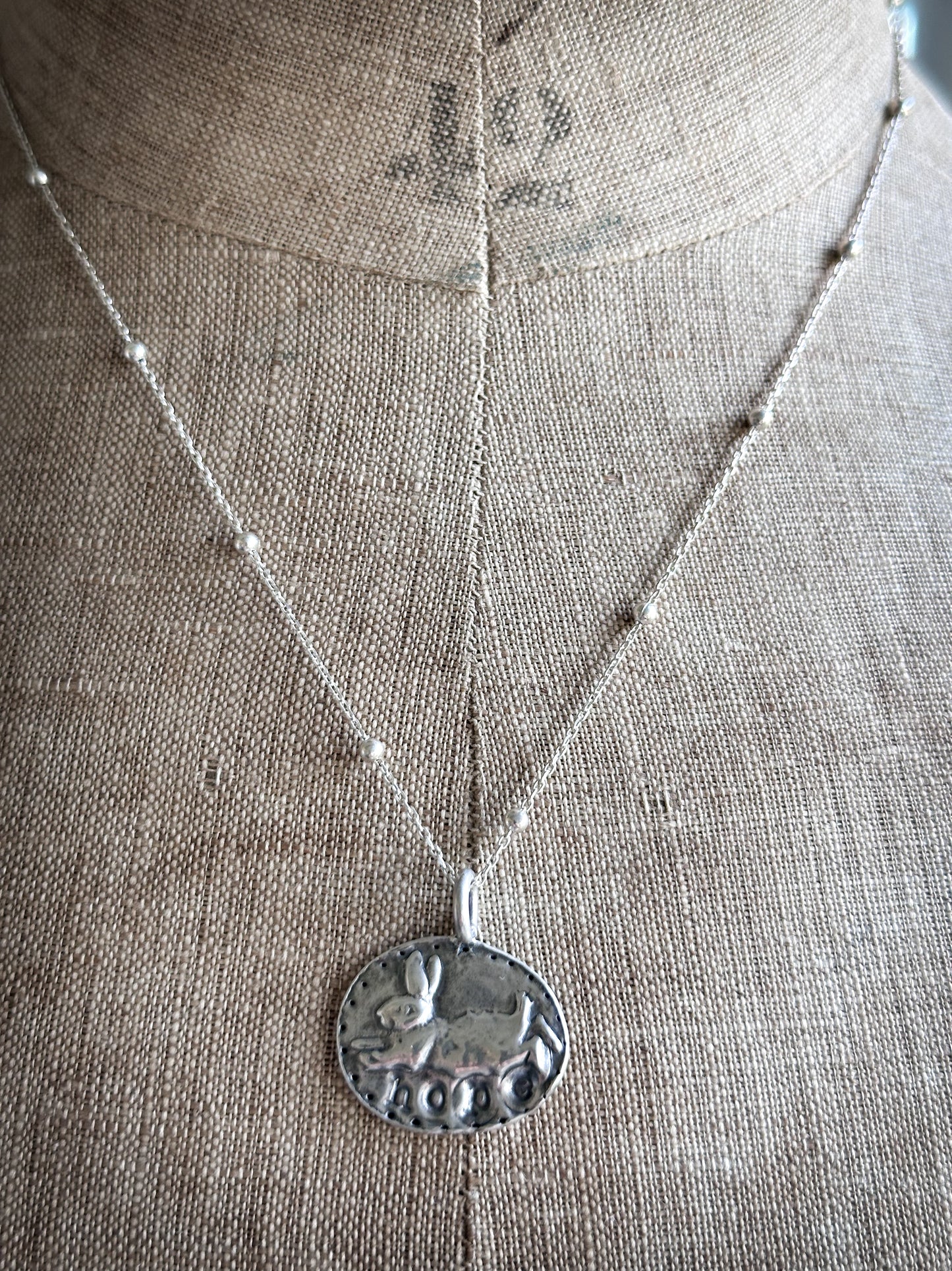 Rabbit of Hope Pendant – Handcrafted .999 Fine Silver Necklace