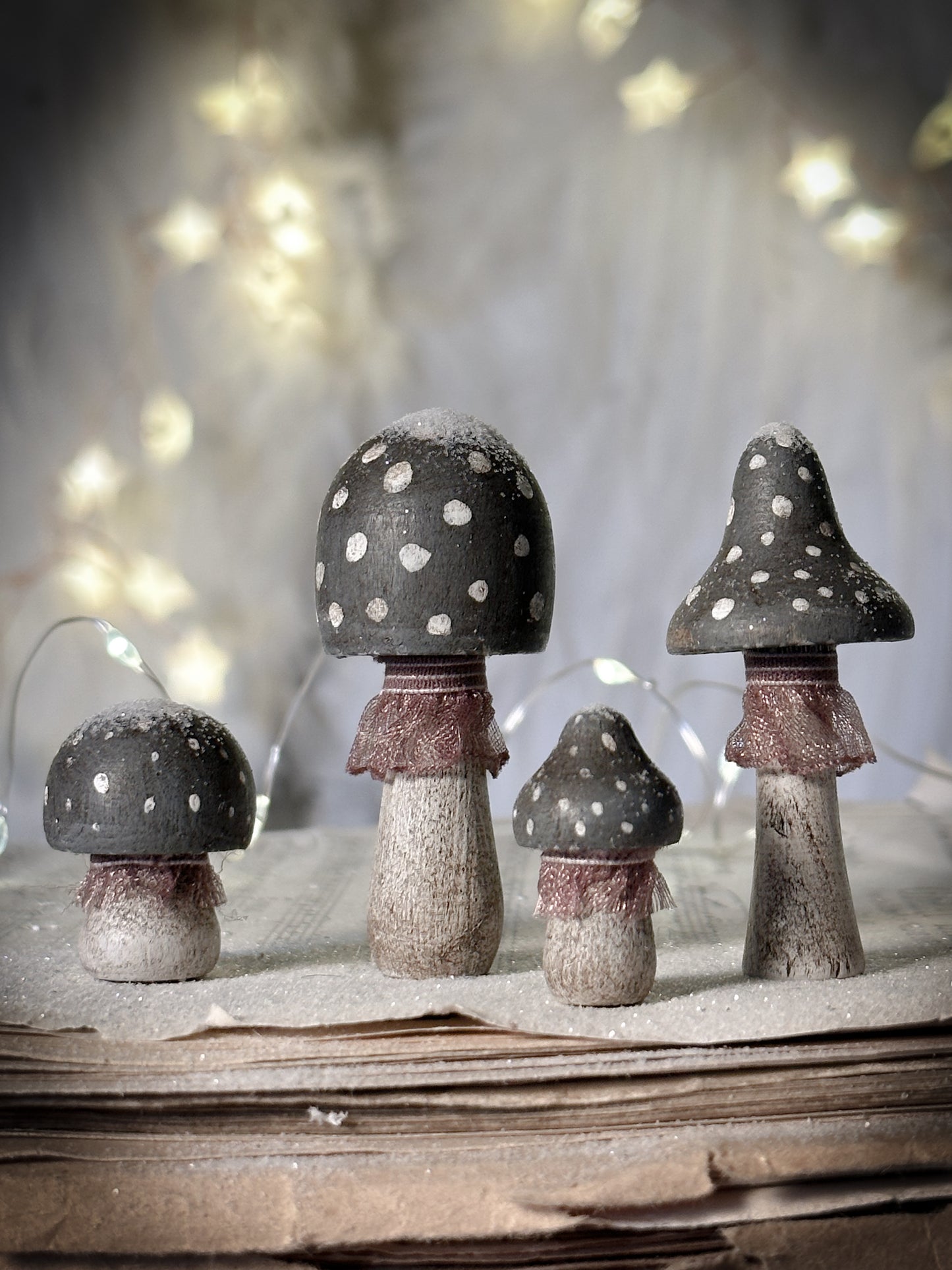Four Hand Painted Christmas Toadstools