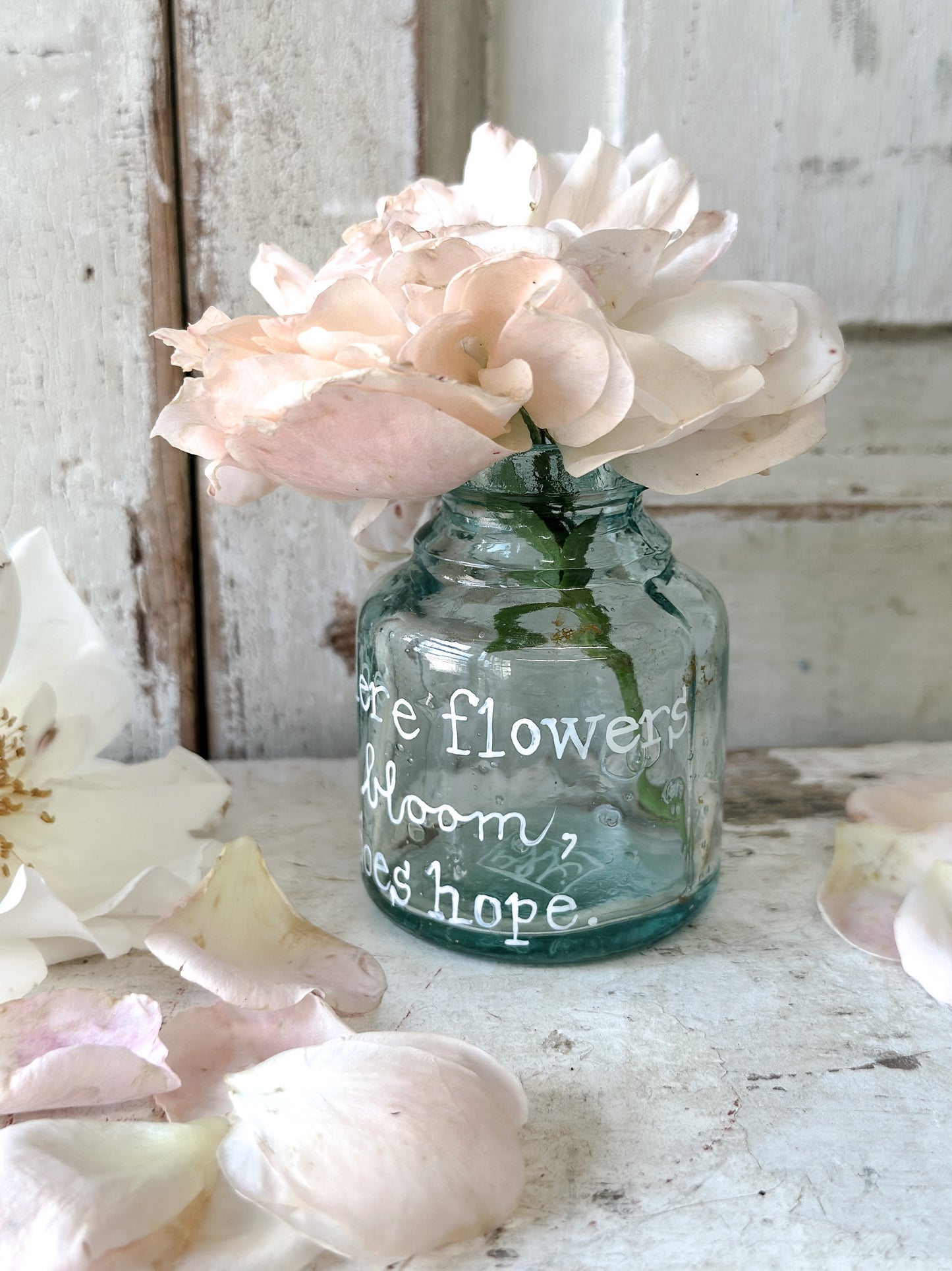 A beautiful Victorian bottle with a hand painted quote