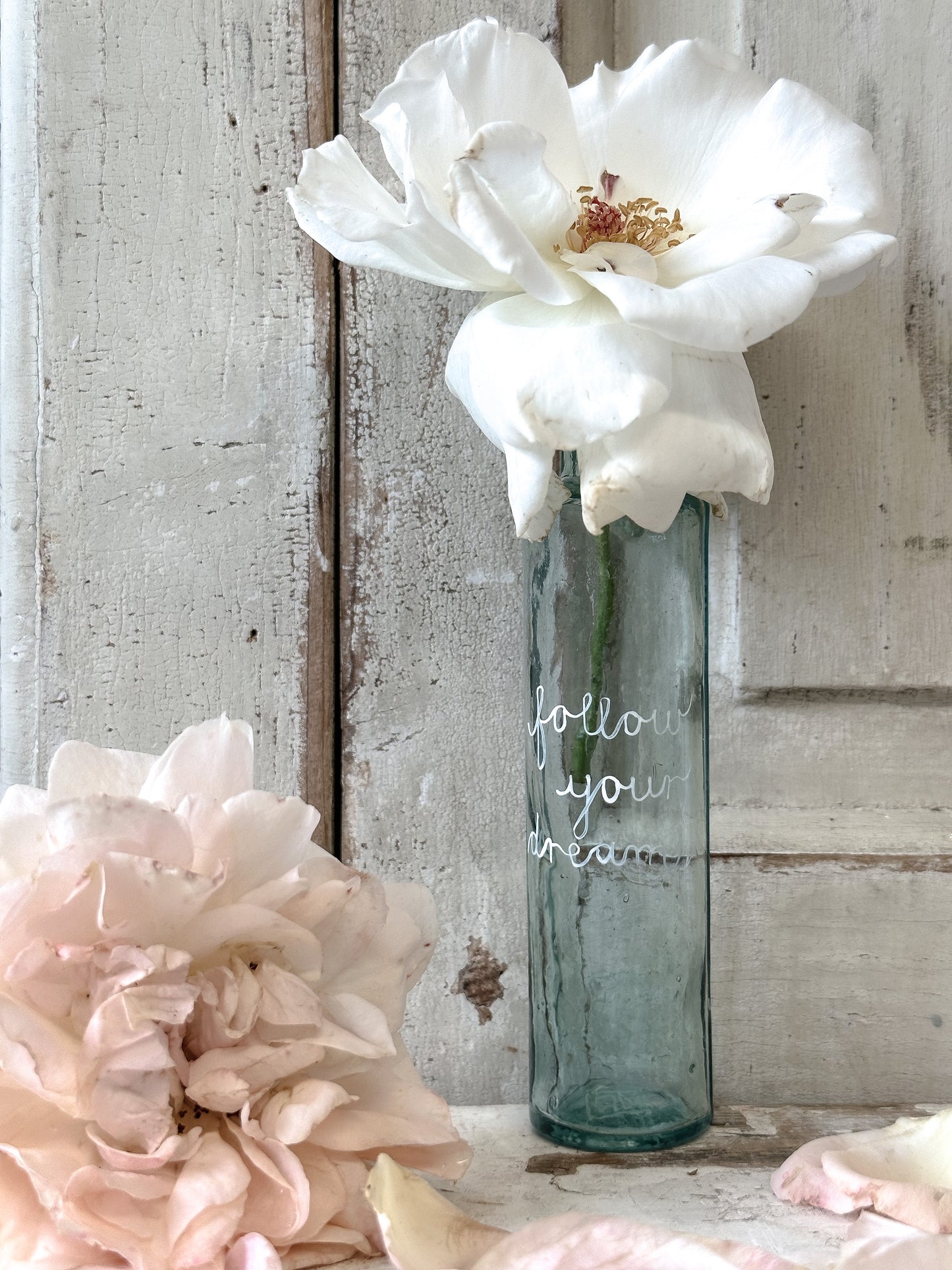 A beautiful Victorian bottle with a hand painted quote