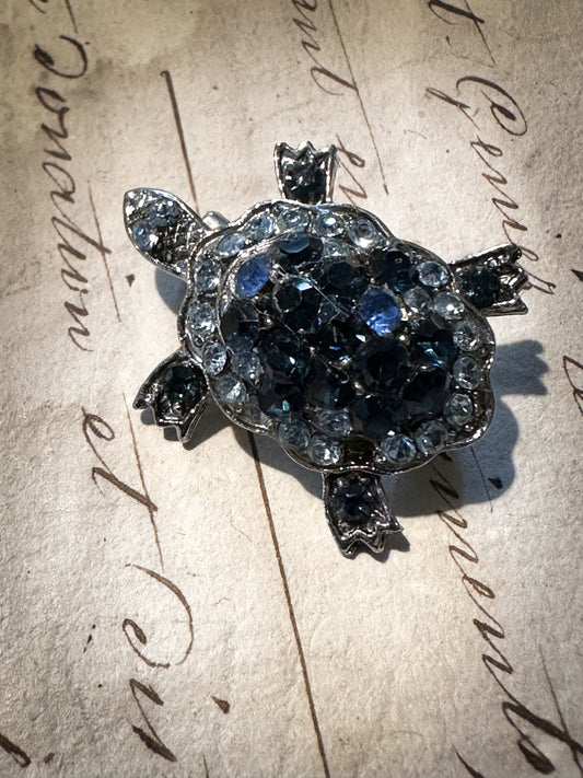 Sweet little paste Sapphire tortoise brooch