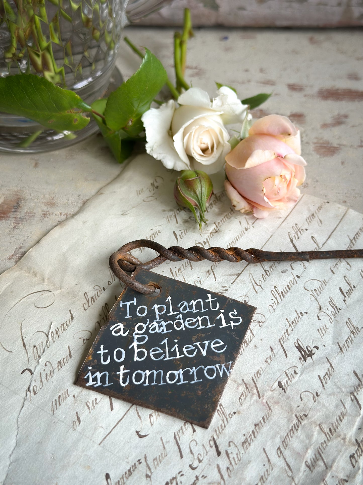 A Hand Painted French Plant Marker
